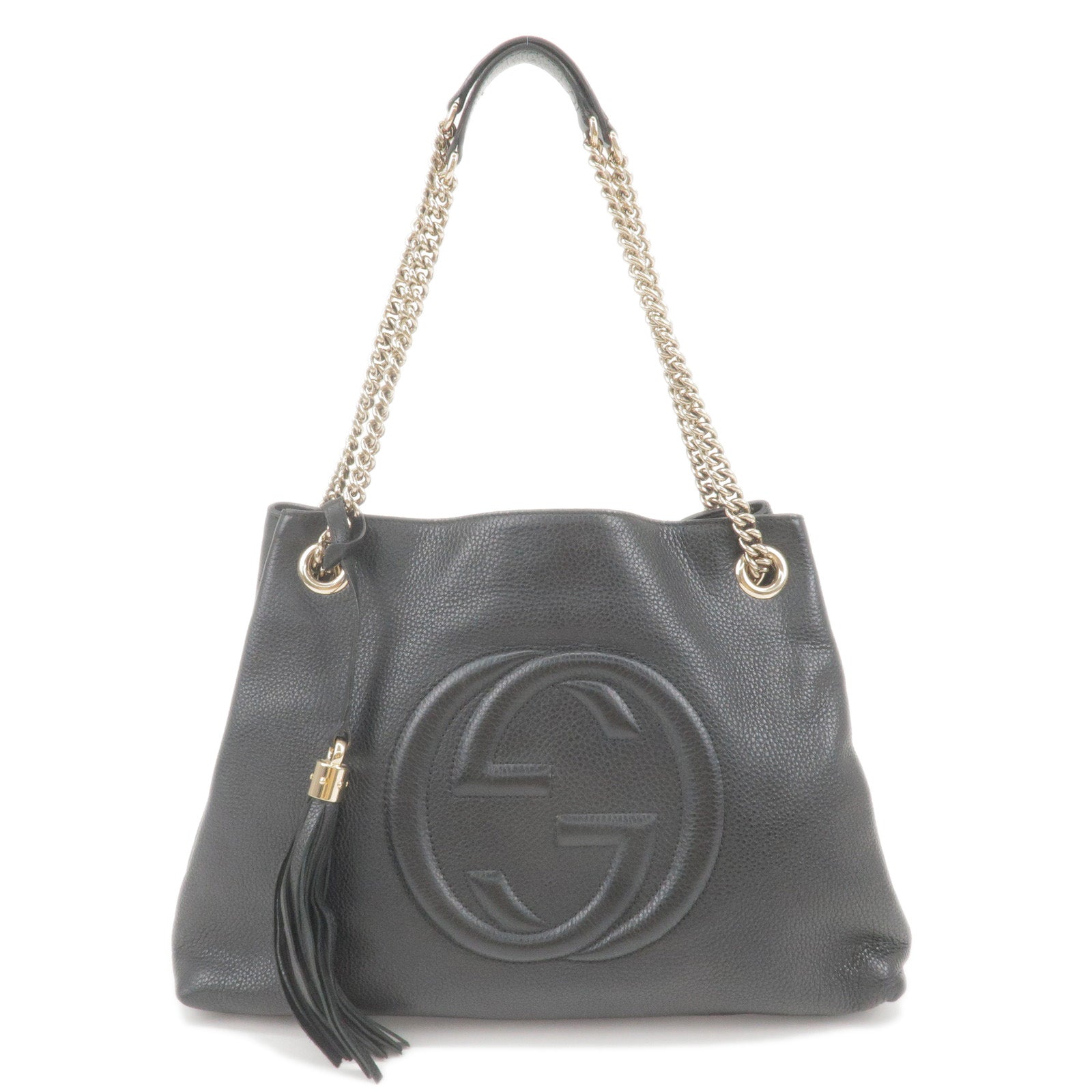 GUCCI SOHO Leather Chain Shoulder Bag Black 308982