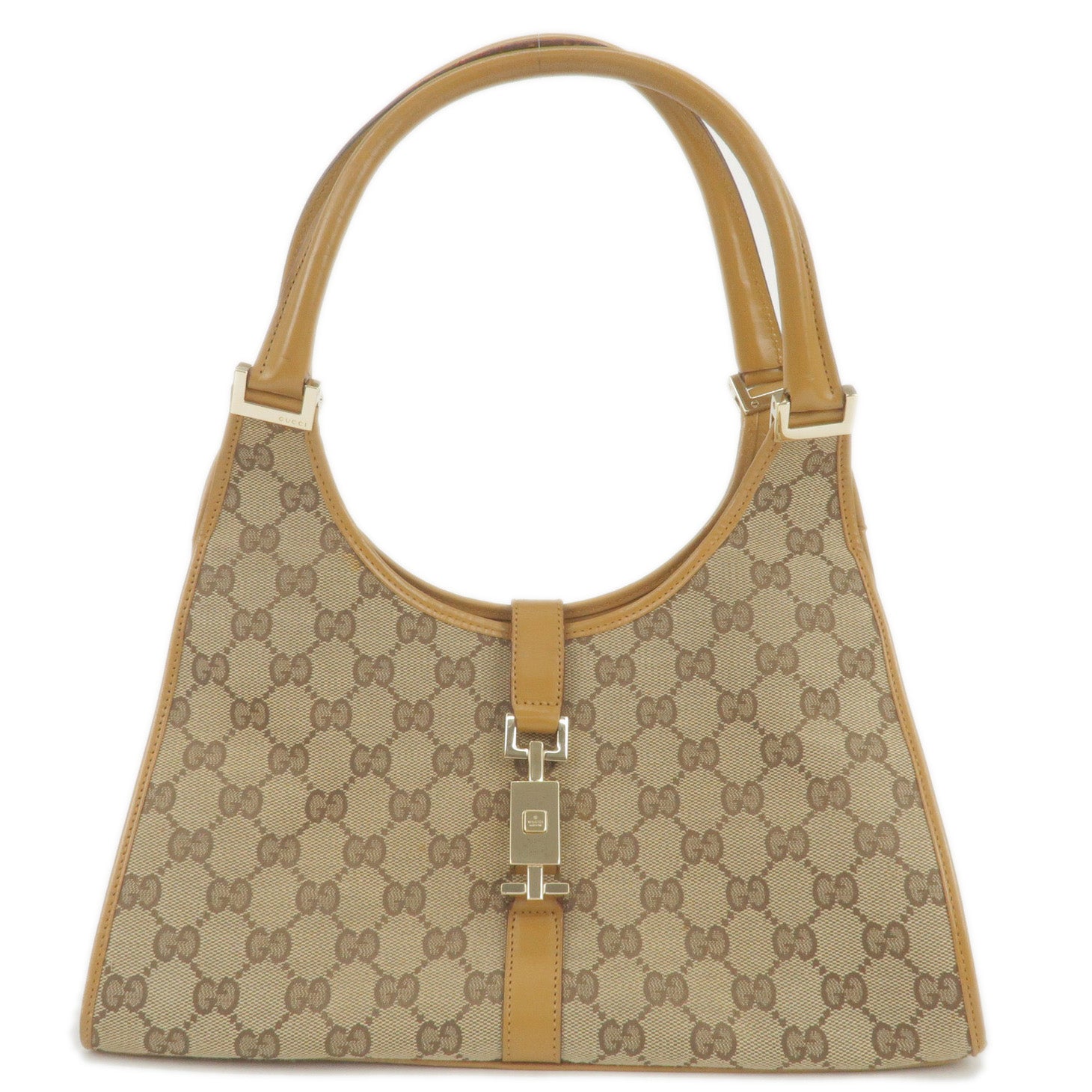 GUCCI Jackie GG Canvas Leather Shoulder Bag Beige 002.1067