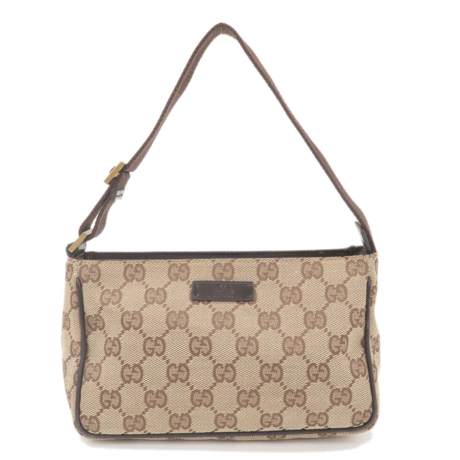 GUCCI GG Canvas Leather Hand Bag Beige Brown 106644