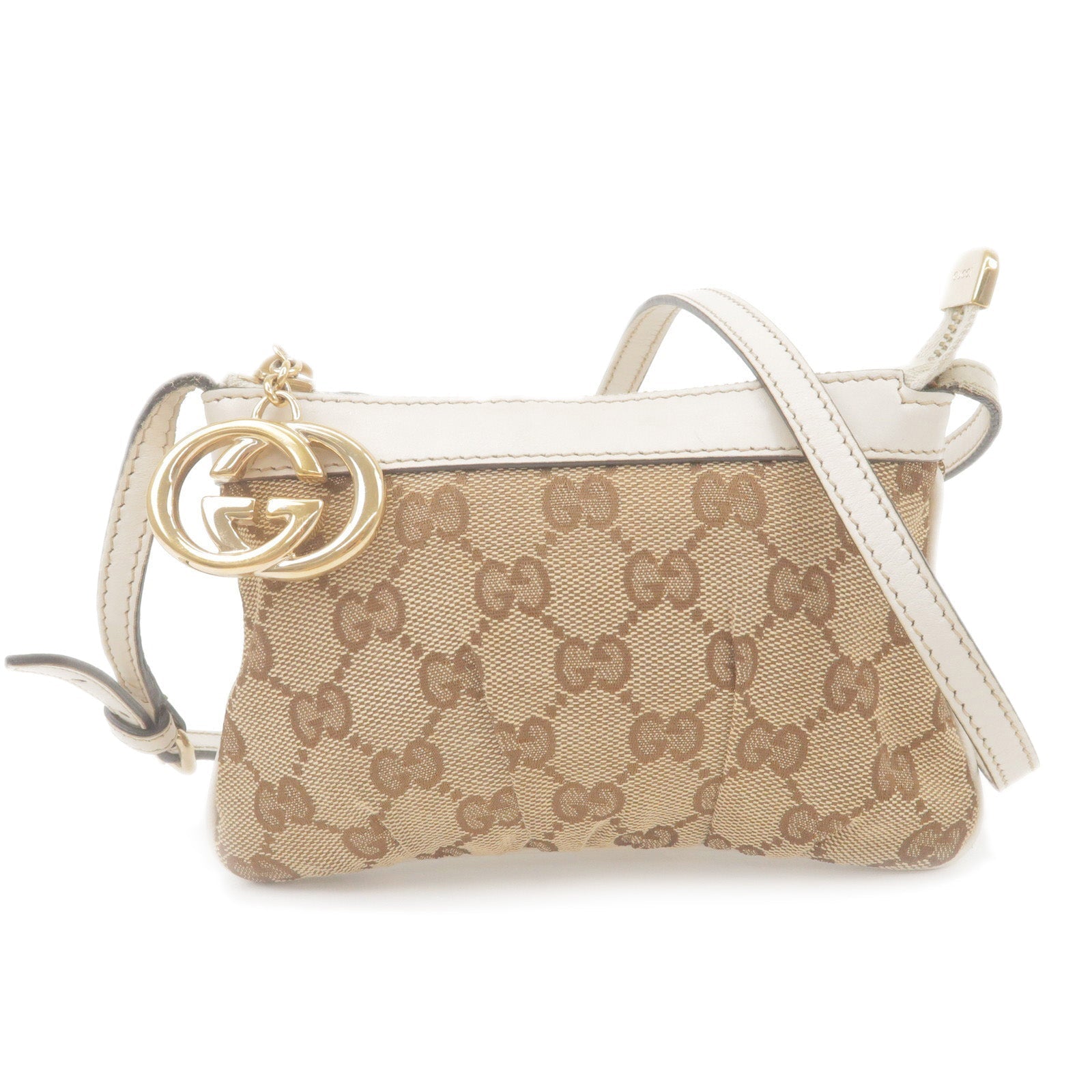 GUCCI Interlocking GG Canvas Leather Mini Shoulder Bag 212216