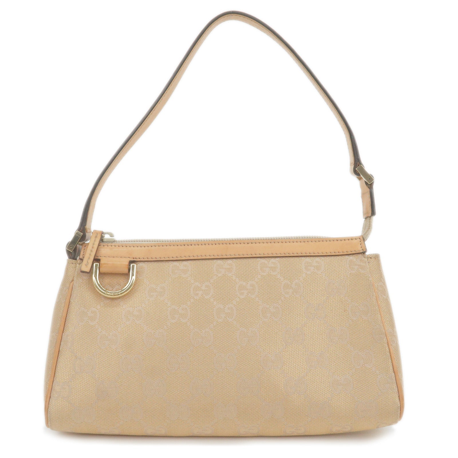 GUCCI Abbey GG Canvas Leather Shoulder Bag Pouch Beige 145750