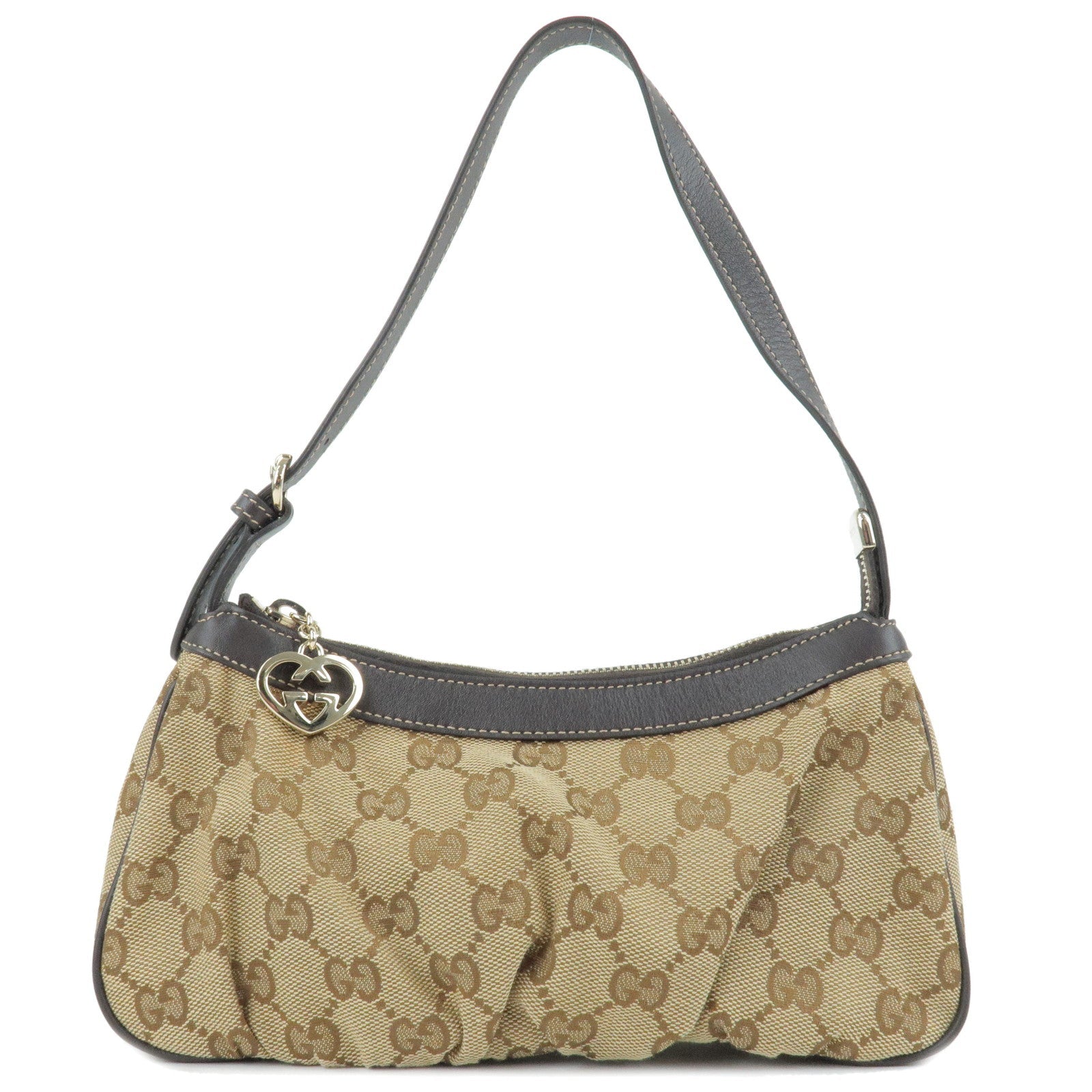 GUCCI Lovely GG Canvas Leather Shoulder Bag Brown 245938