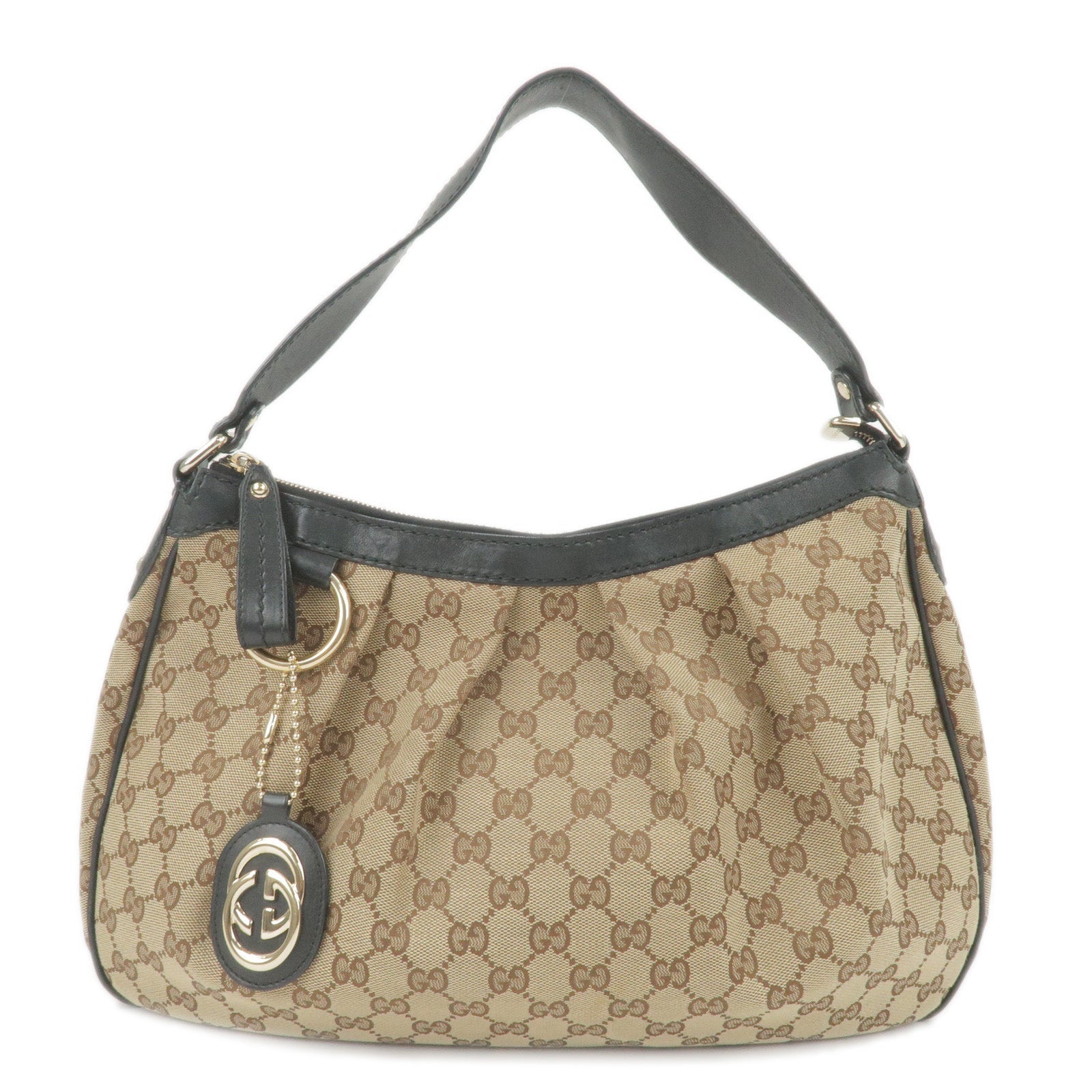 GUCCI GG Canvas Leather Sookie Diamante Shoulder Bag 232955 Beige