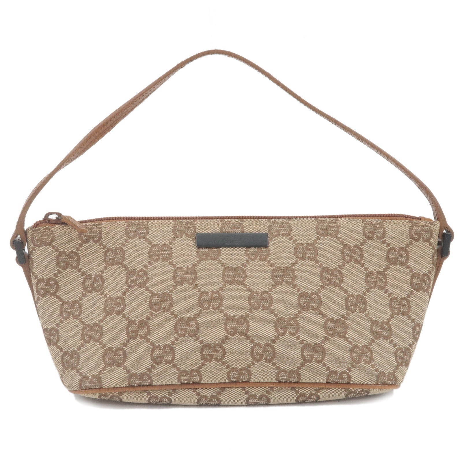 GUCCI GG Canvas Leather Boat Bag Hand Boat Bag Beige 07198