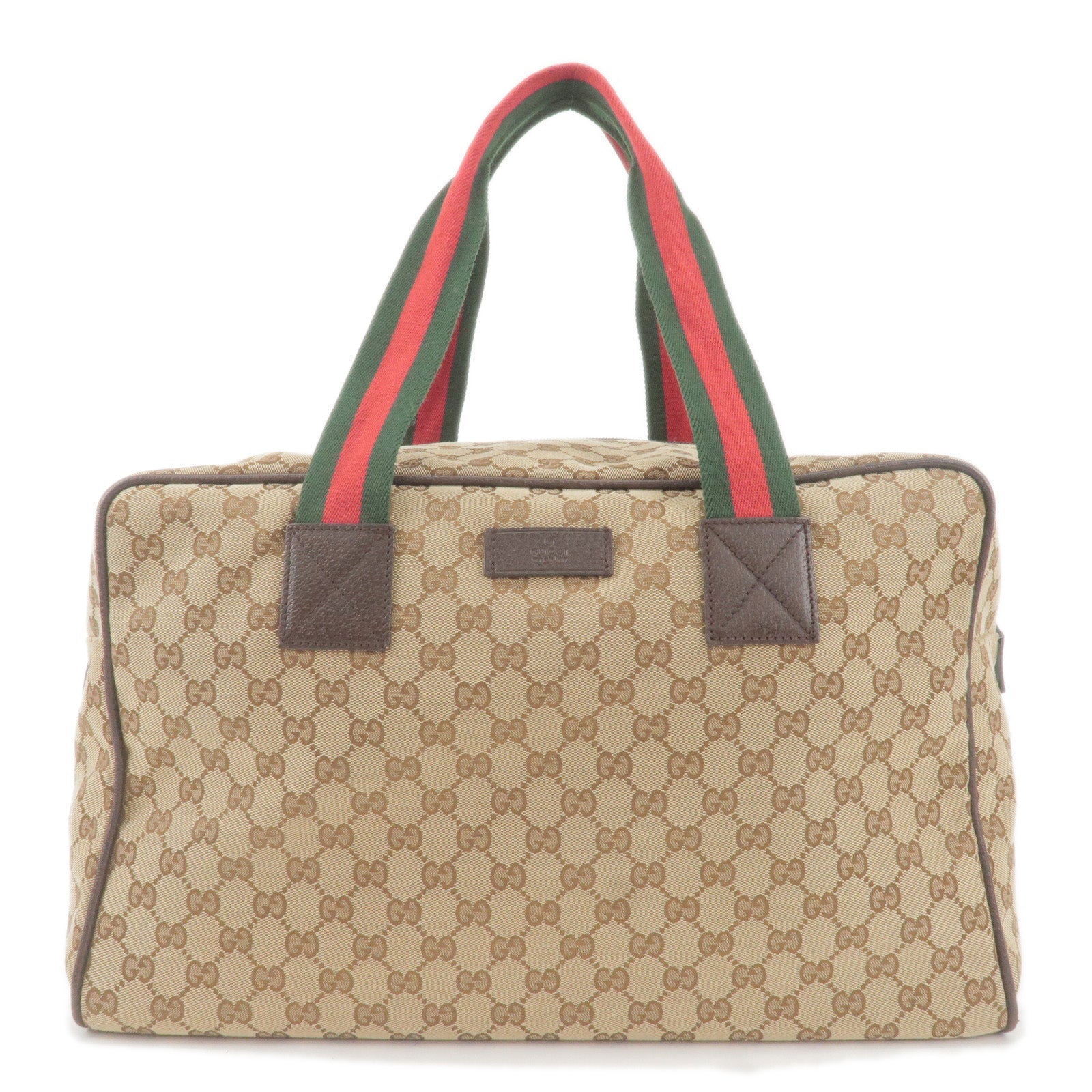 GUCCI Sherry GG Canvas Leather Travel Bag Beige Brown 153240