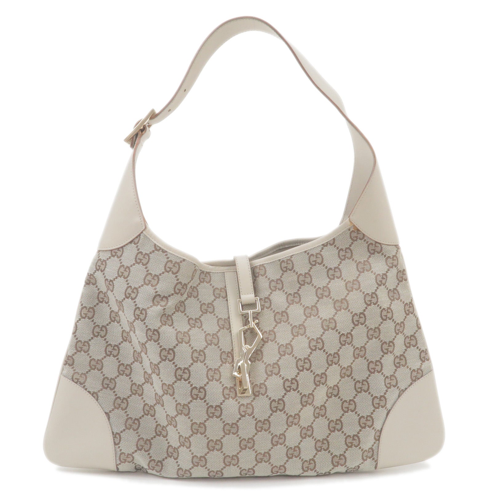 GUCCI Jackie GG Canvas Leather Shoulder Bag Beige 039.1134