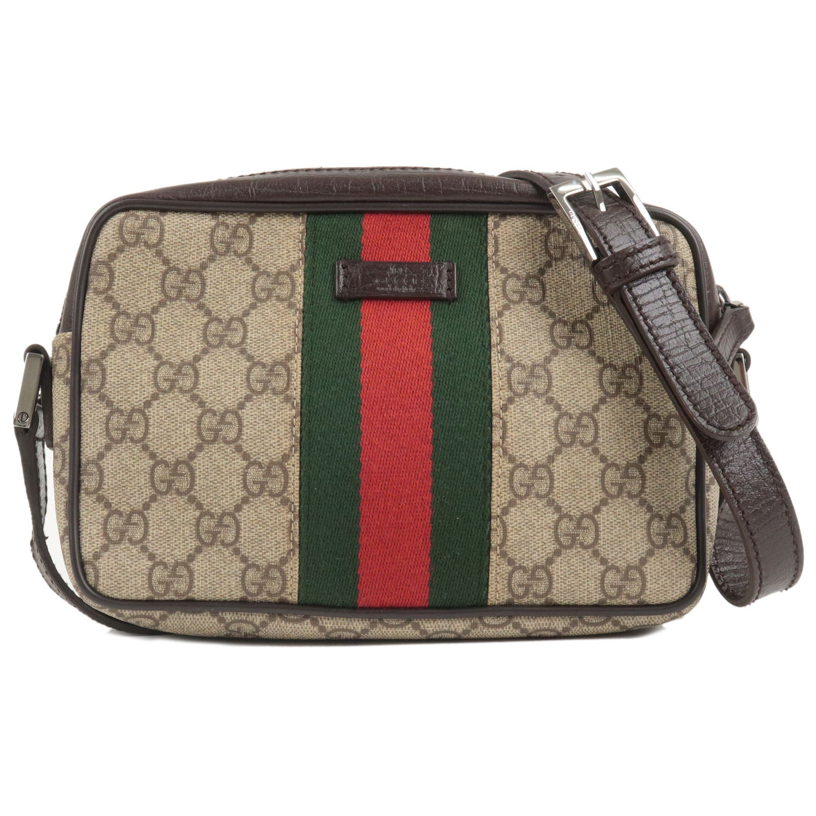 GUCCI Sherry GG Supreme Leather Shoulder Bag Beige Brown 162910