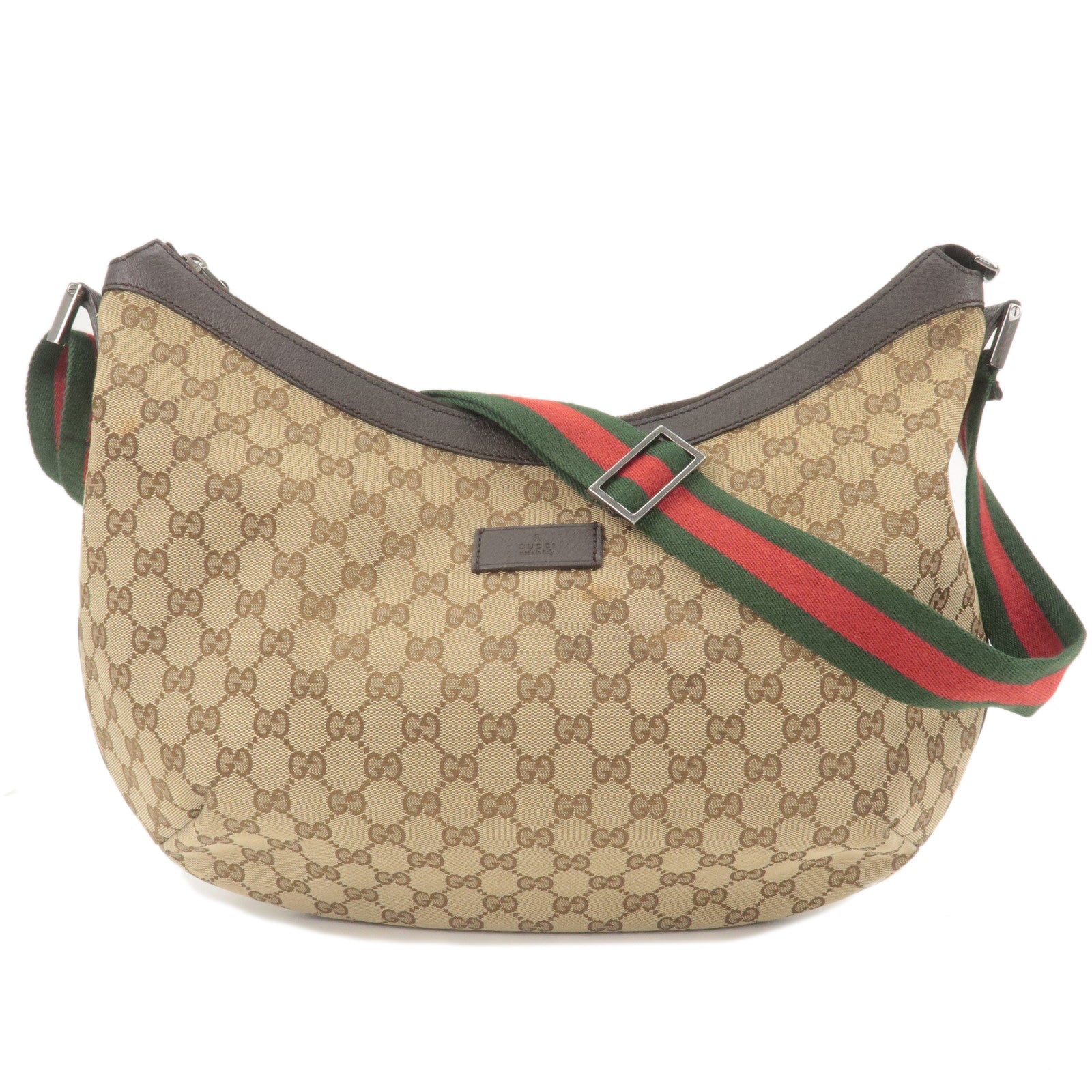 GUCCI Sherry GG Canvas Leather Shoulder Bag Beige Brown 189752