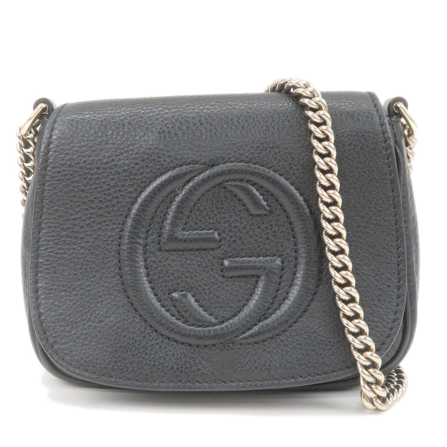 GUCCI SOHO Leather Chain Shoulder Bag Black 323190