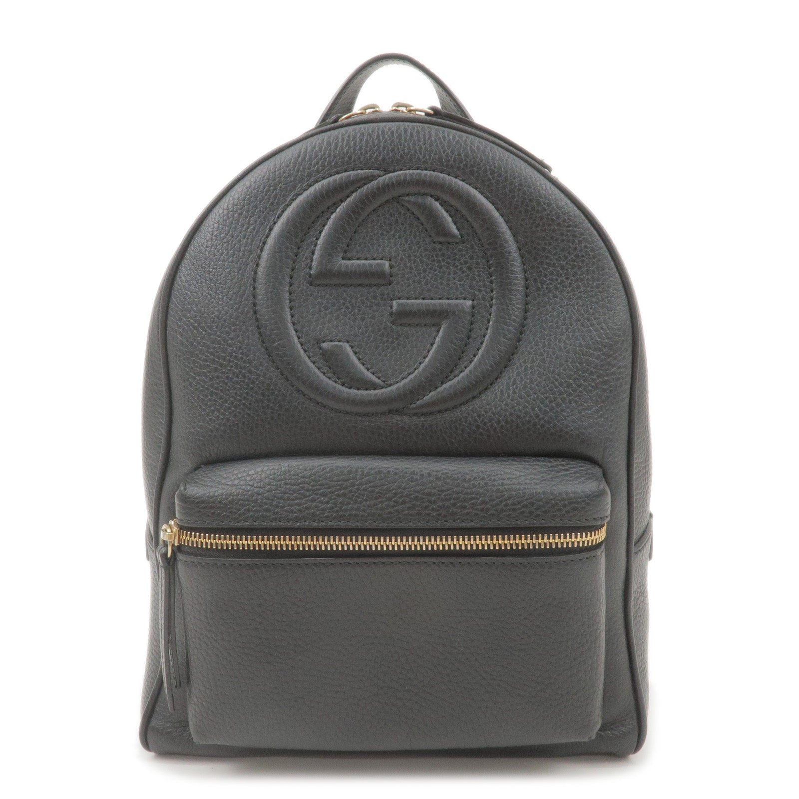 GUCCI SOHO Interlocking Leather Back Pack Ruck Sack Black 536192