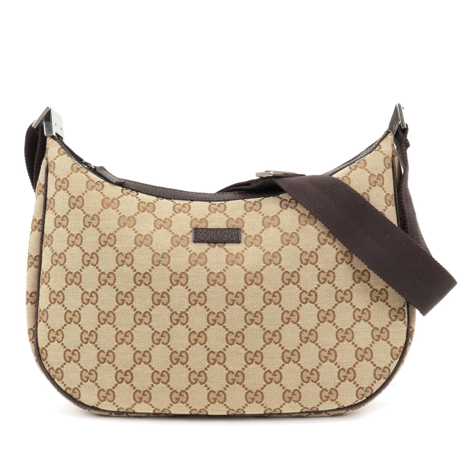 GUCCI GG Canvas Leather Shoulder Bag Beige Brown 122790