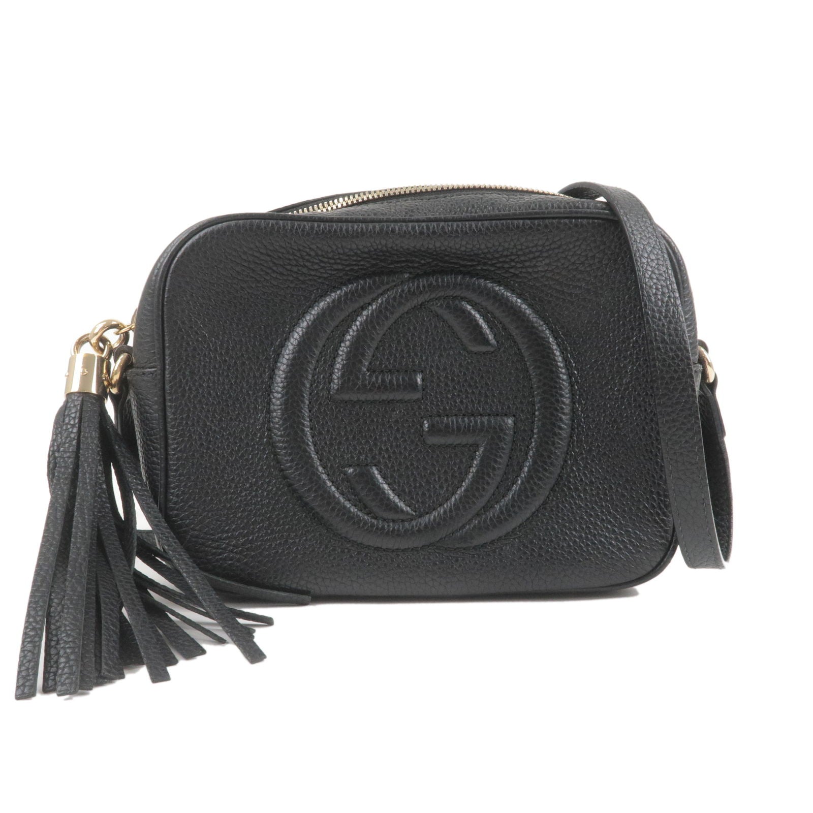 GUCCI SOHO Small Disco Leather Shoulder Bag Black 308364