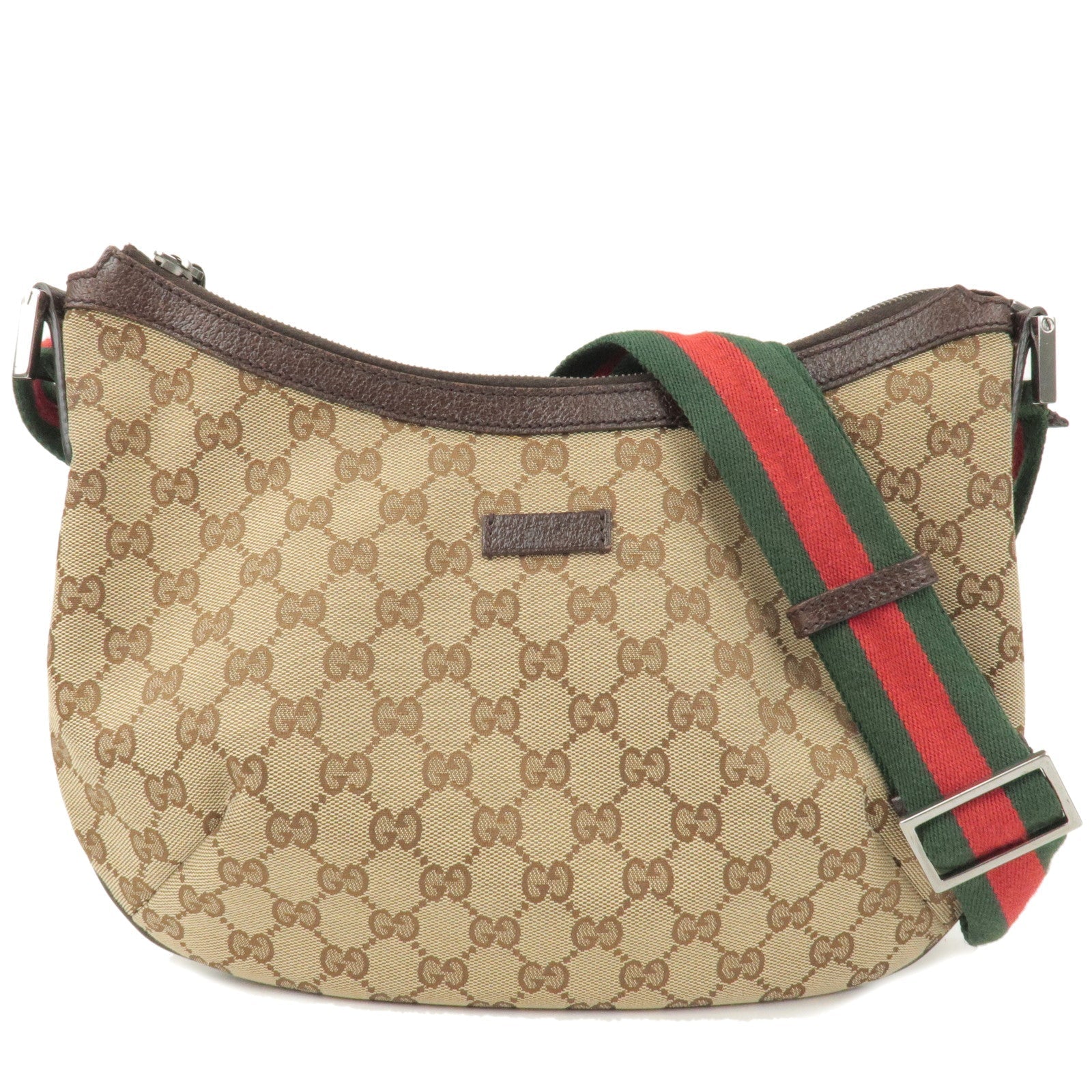 GUCCI Sherry Line GG Canvas Leather Shoulder Bag Beige 181092