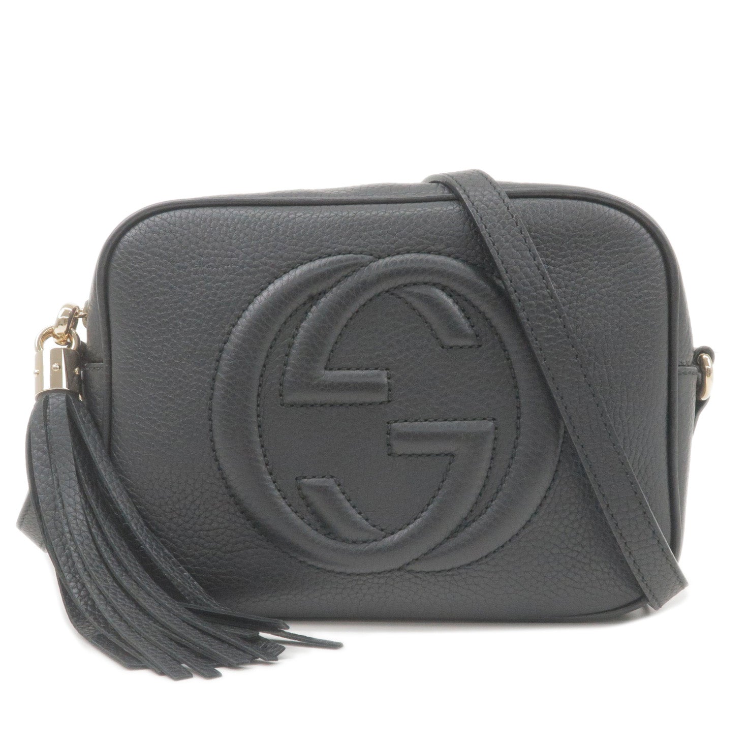 GUCCI SOHO Small Disco Leather Shoulder Bag Black 308364