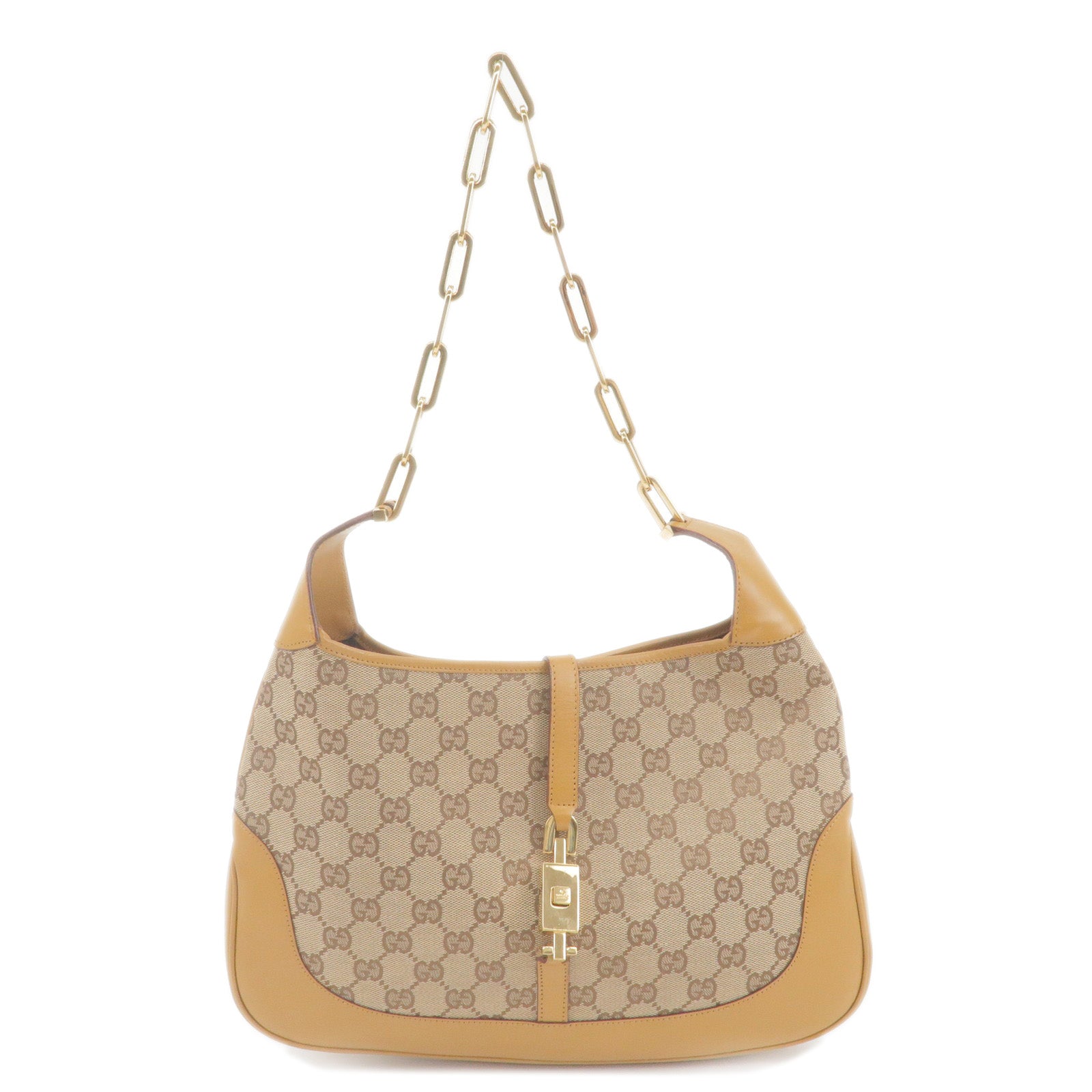 GUCCI Jackie GG Canvas Leather Chain Shoulder Bag 001.4015