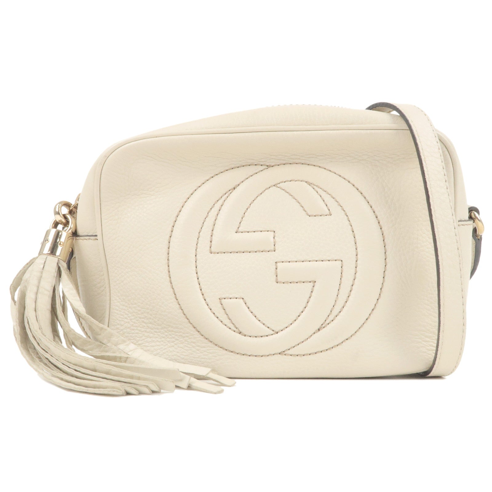 GUCCI SOHO Small Disco Leather Shoulder Bag White 308364