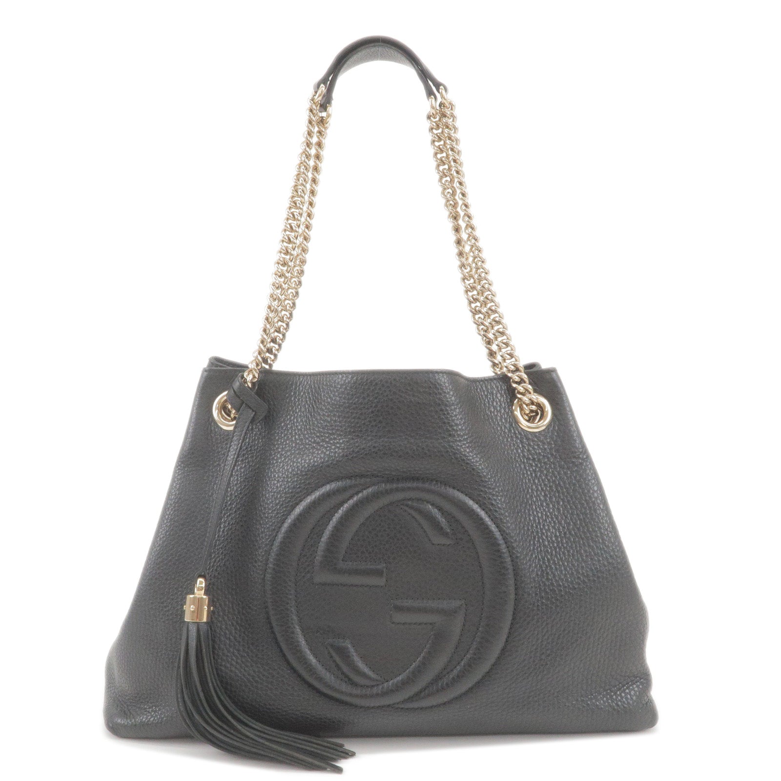 GUCCI SOHO Leather Chain Shoulder Bag Black 308982