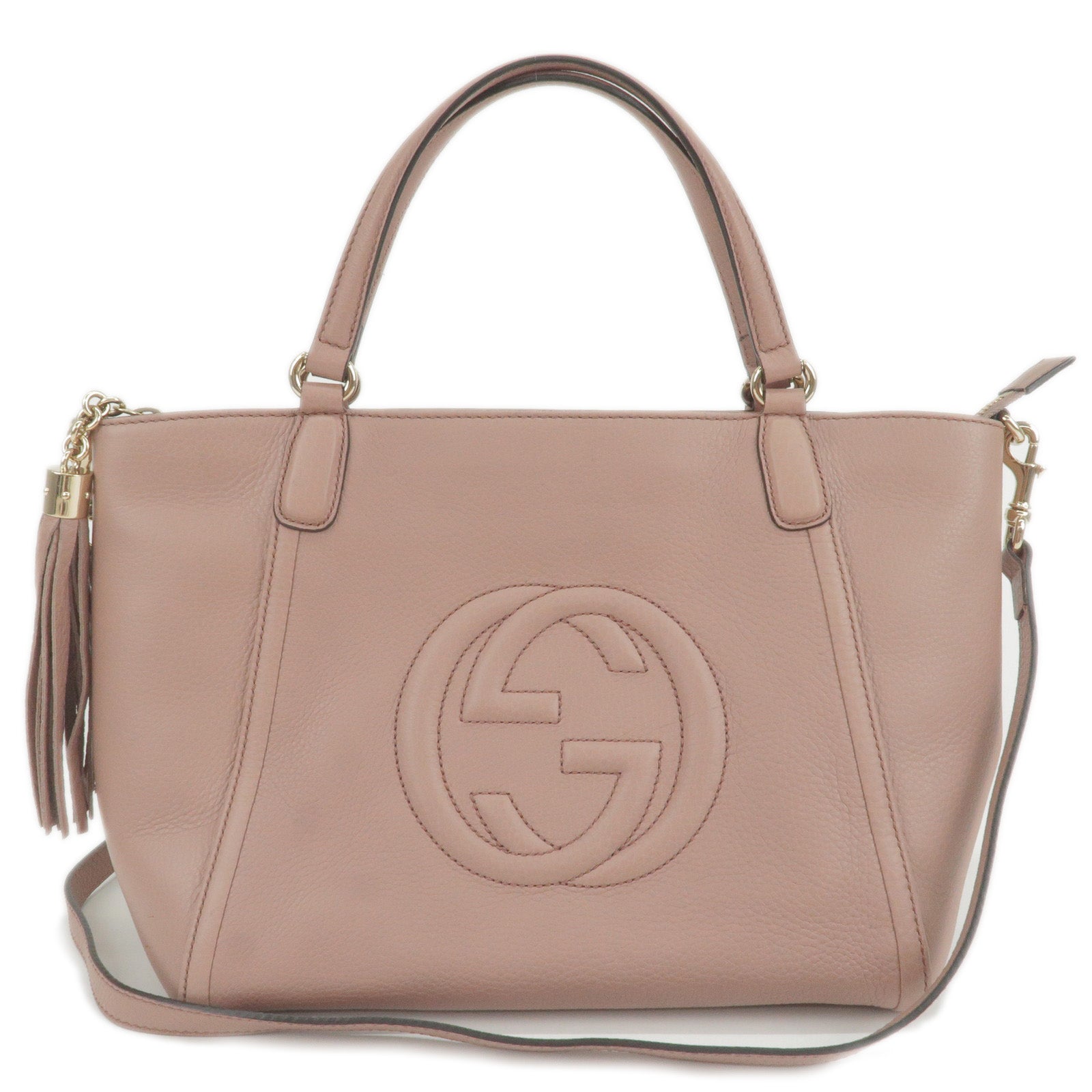 GUCCI SOHO Interlocking G Leather 2Way Hand Bag Pink 369176