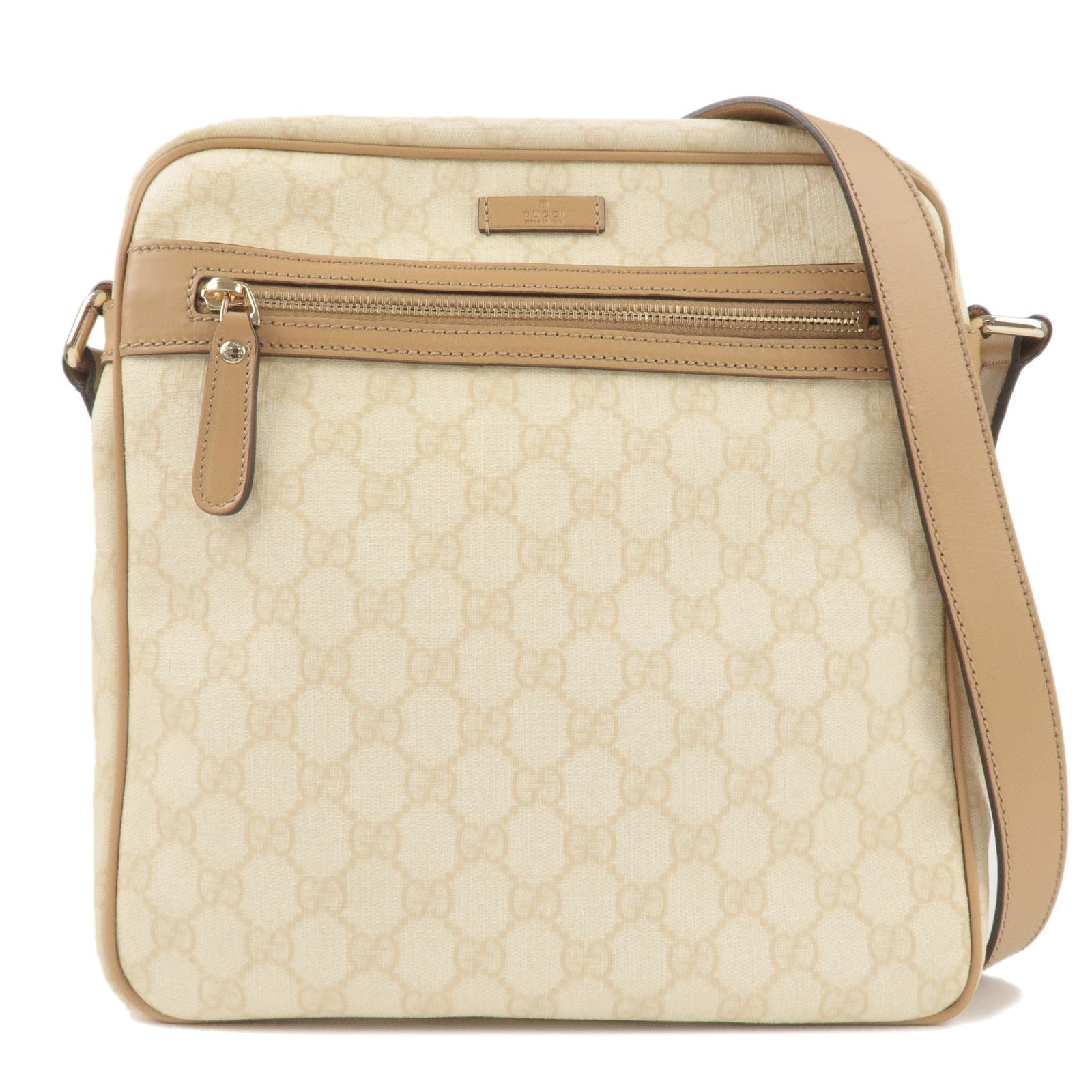 GUCCI GG Supreme Leather Shoulder Bag Beige Ivory 201448