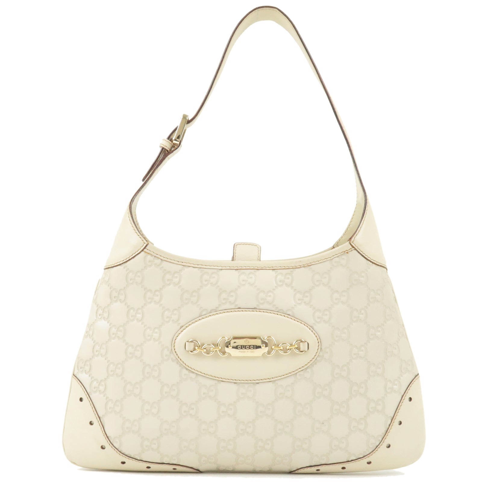 GUCCI Guccissima Leather Shoulder Bag Hand Bag Ivory 145778