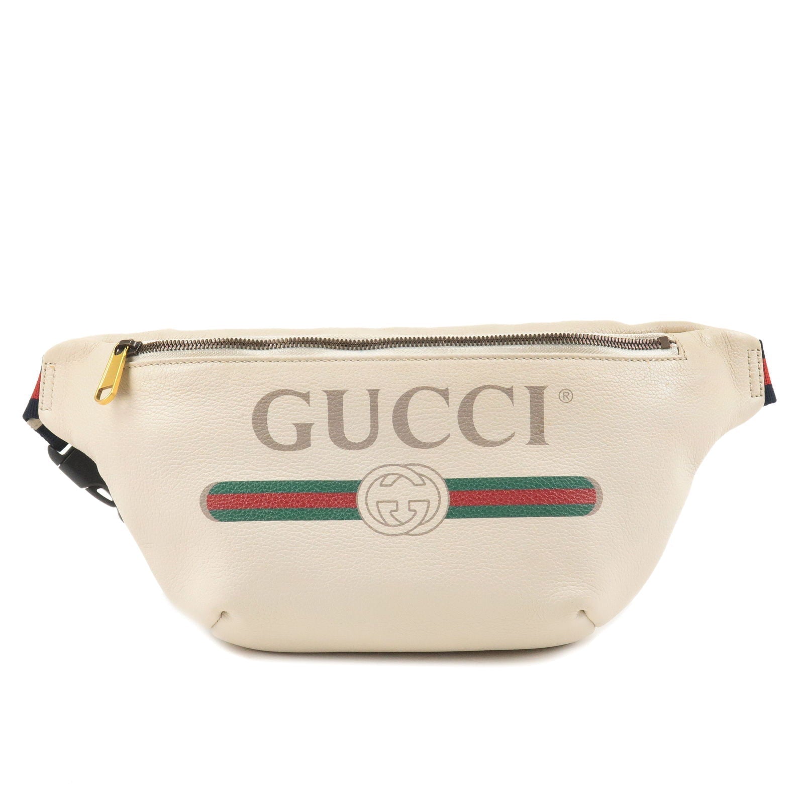 Gucci Vintage Logo Leather Waist Bag Fanny Pack White 530412