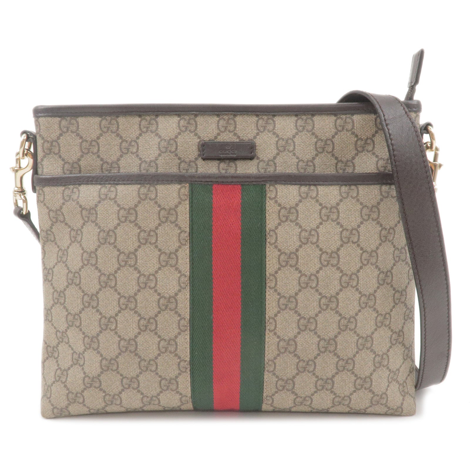 GUCCI Sherry GG Canvas Leather Shoulder Bag Beige Brown 388926