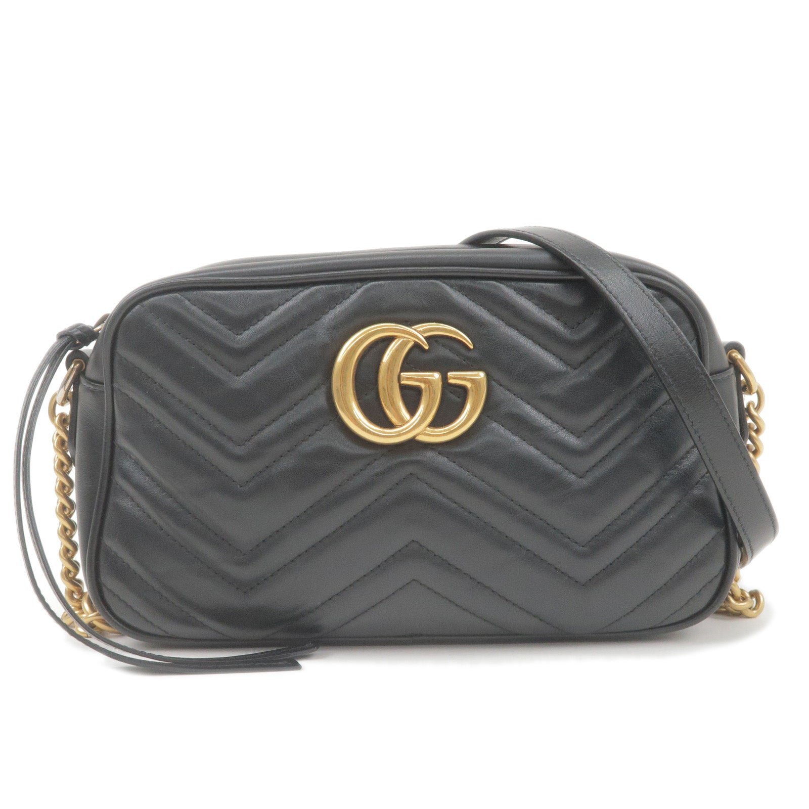 GUCCI GG Marmont Leather Small Shoulder Bag Black 447632