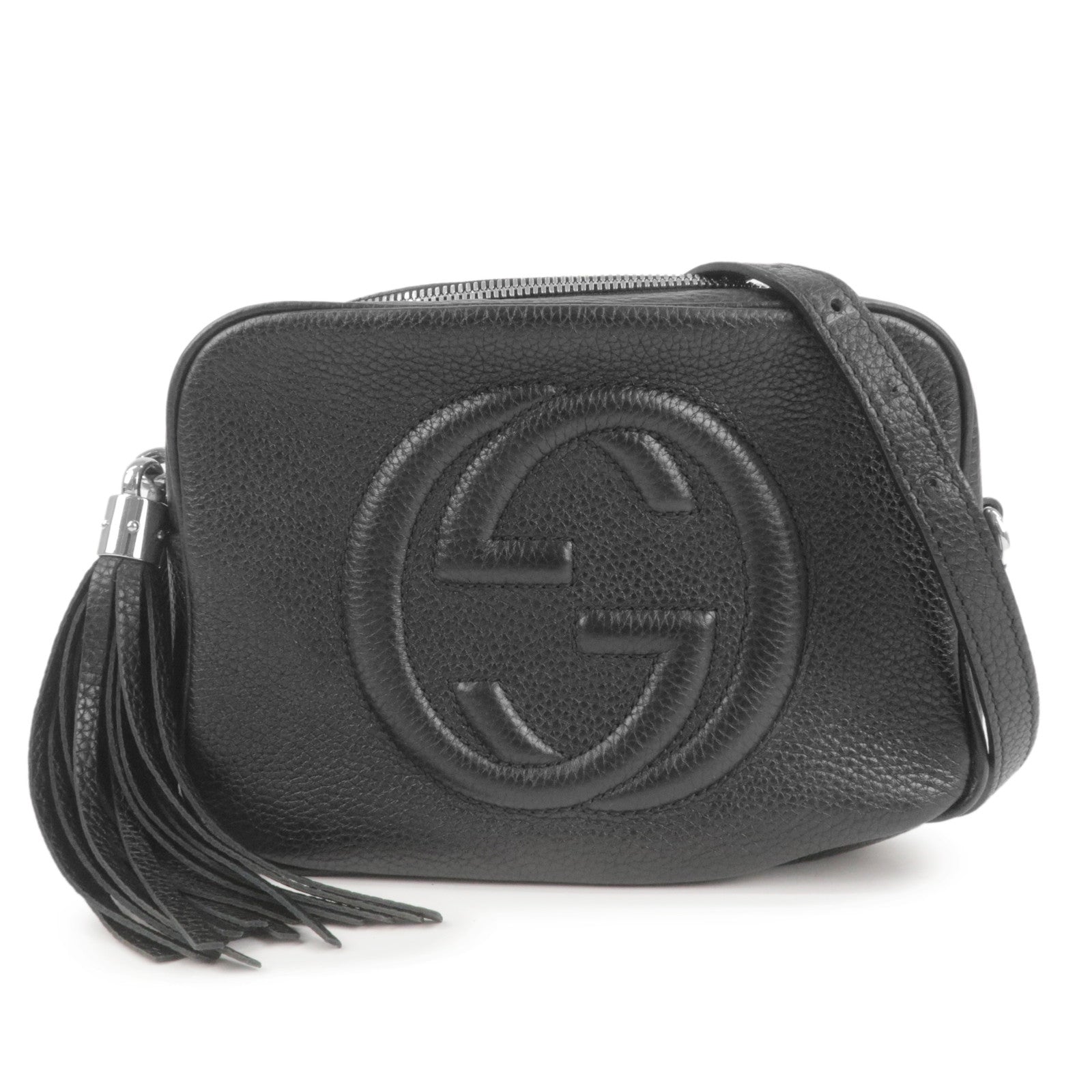 GUCCI Small Disco Leather Shoulder Bag Black 308364