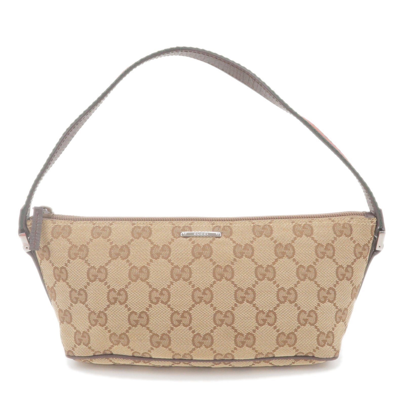 GUCCI Sherry GG Canvas Leather Boat Bag Beige Brown 141809