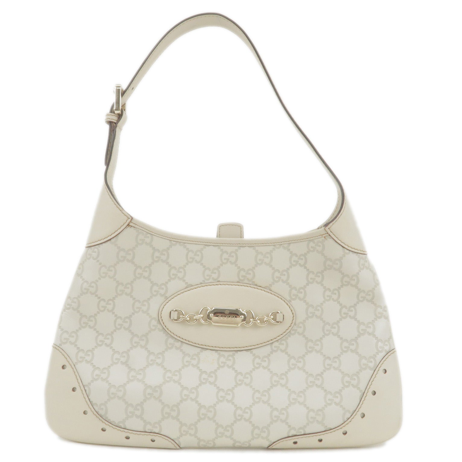 GUCCI Guccissima Leather Shoulder Bag White 145778