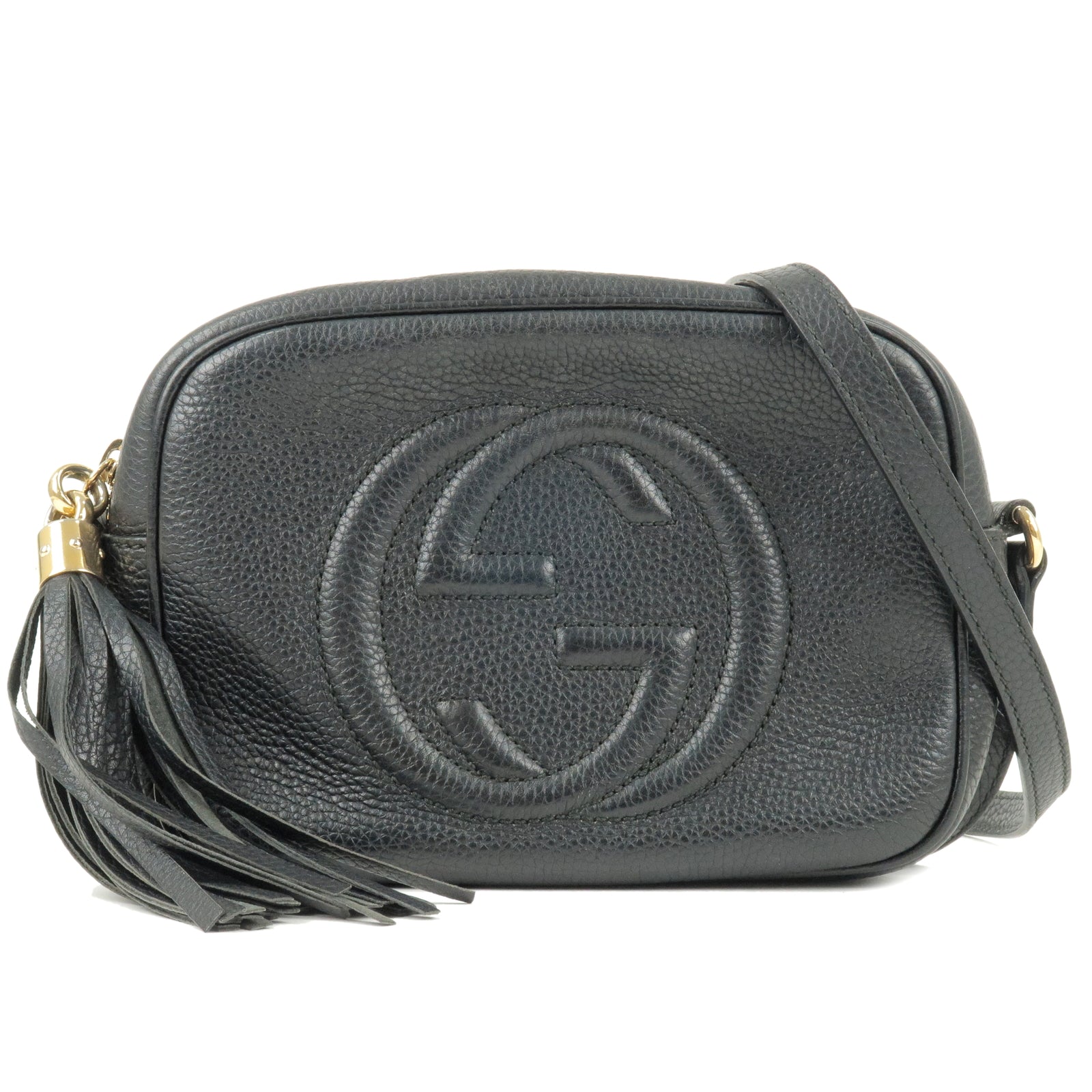 GUCCI SOHO Small Disco Leather Shoulder Bag Black 308364