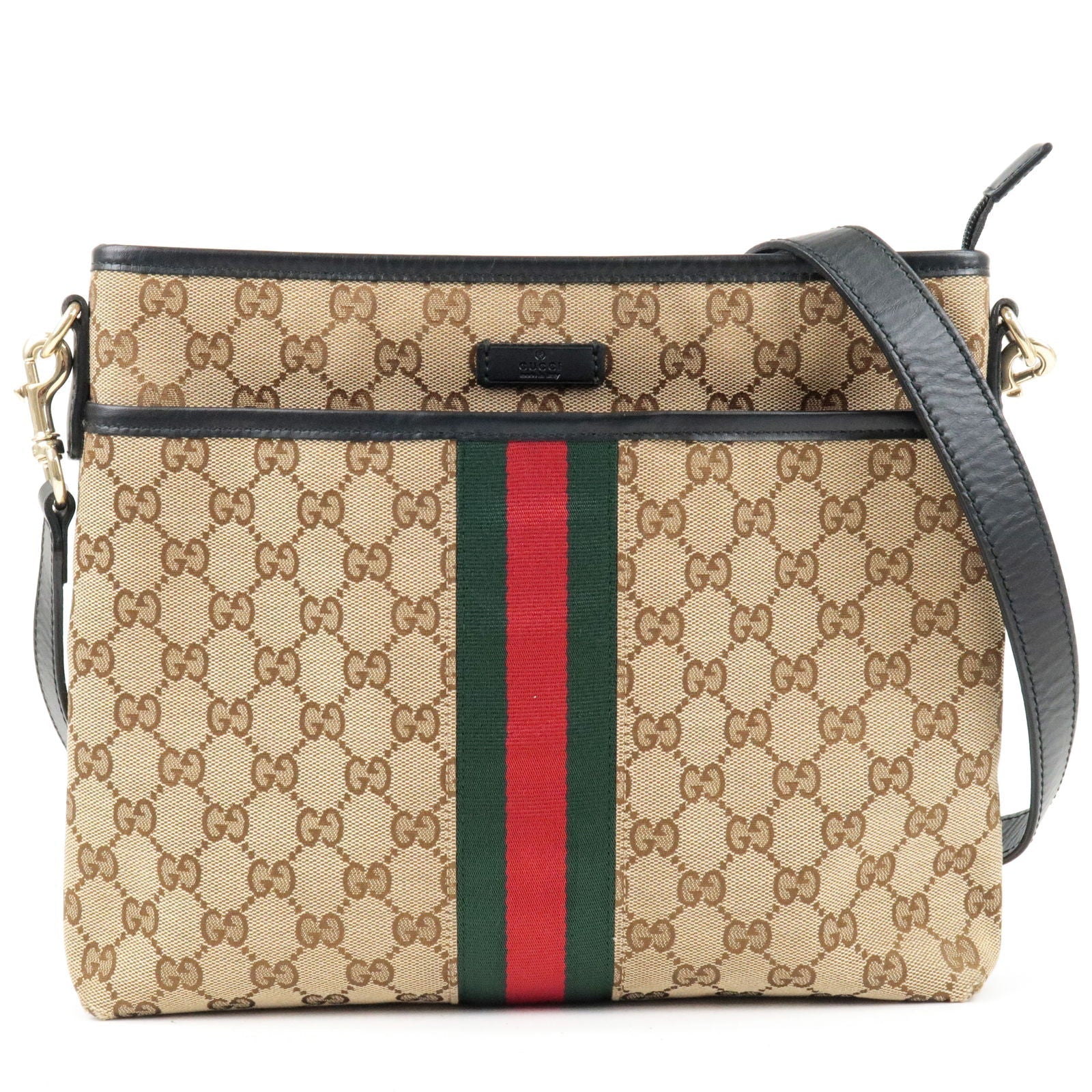 GUCCI Sherry GG Canvas Leather Shoulder Bag Beige 388926