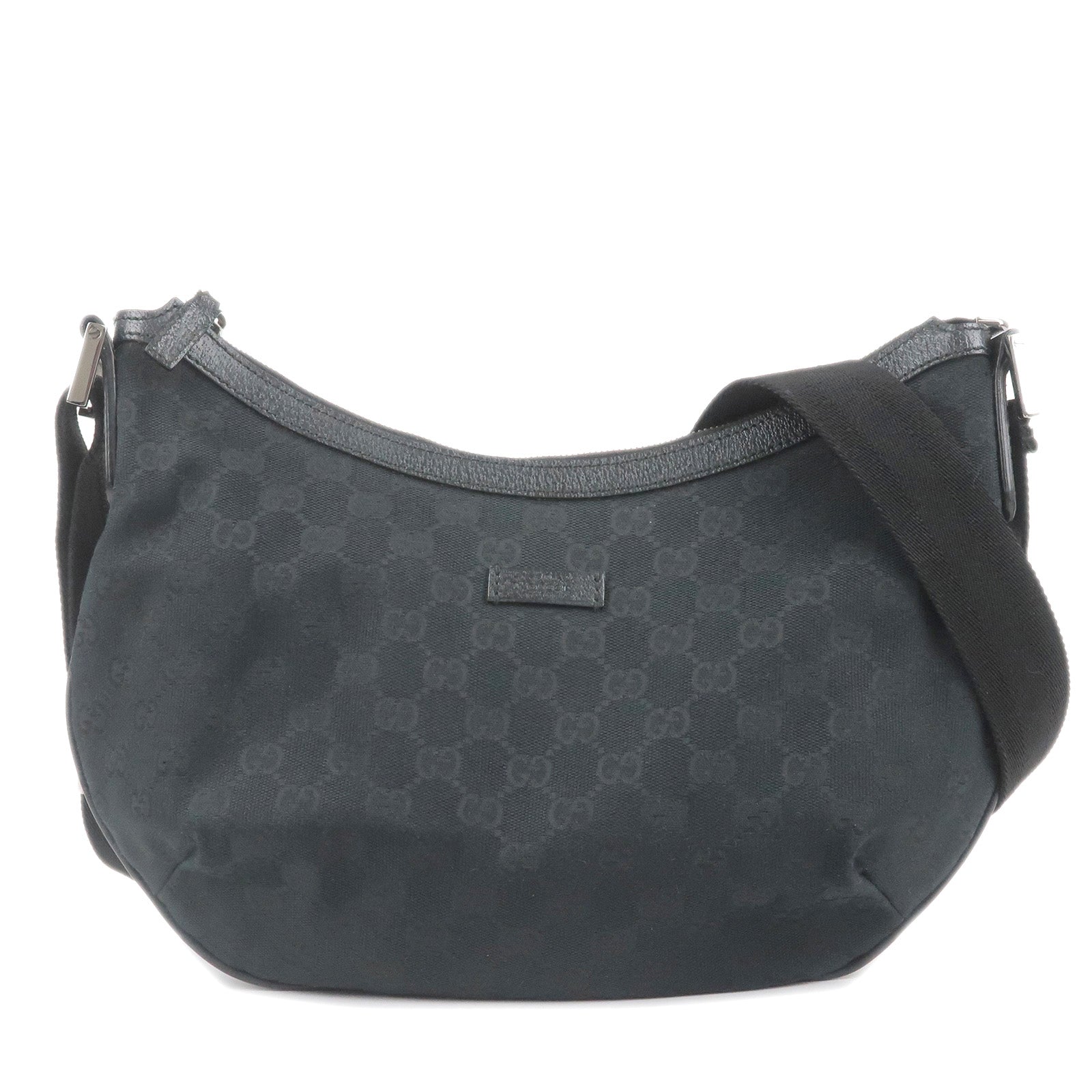 GUCCI GG Canvas Leather Shoulder Bag Black 181092