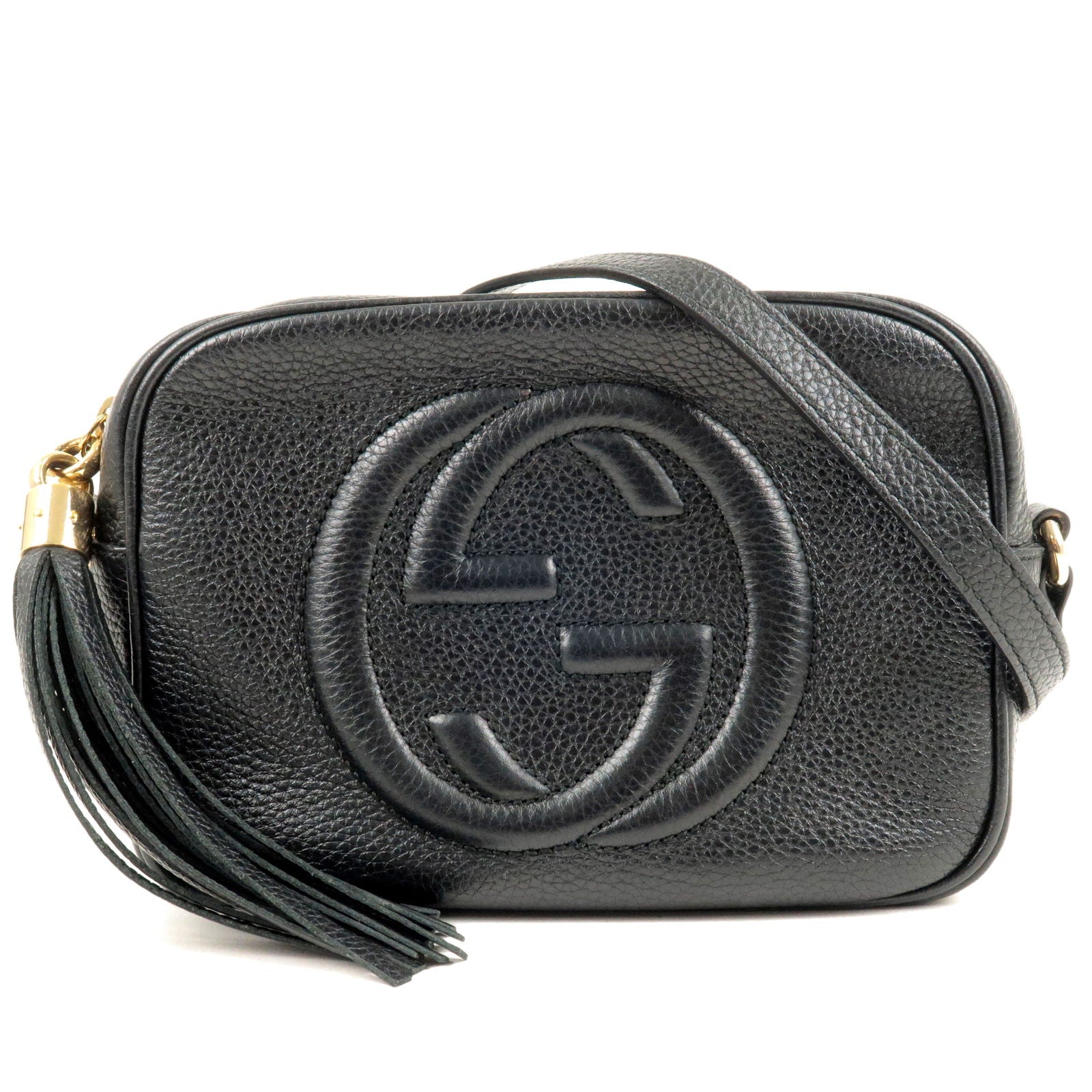 GUCCI SOHO Small Disco Leather Shoulder Bag Black 308364