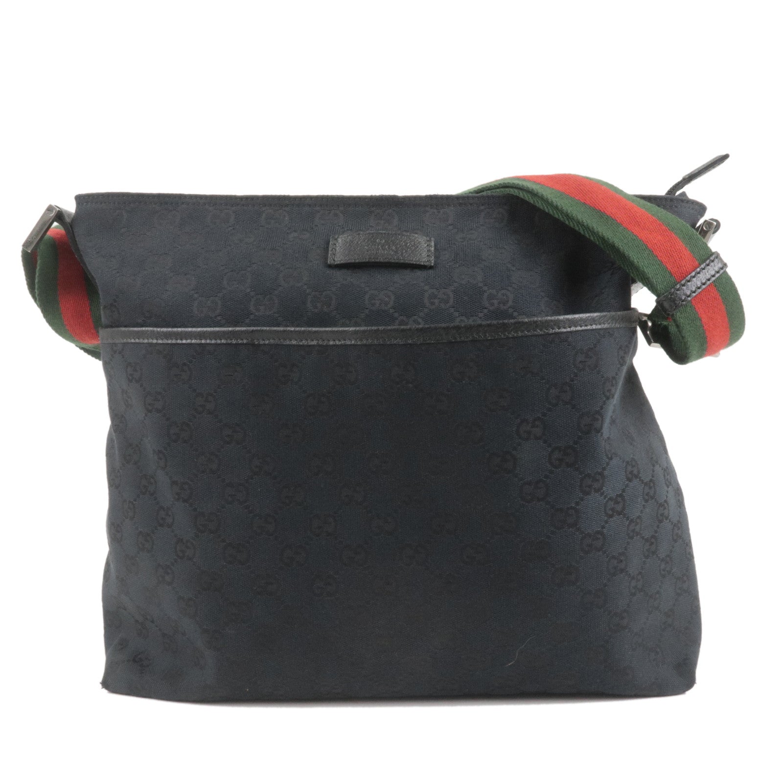 GUCCI Sherry GG Canvas Leather Shoulder Bag Black 189751