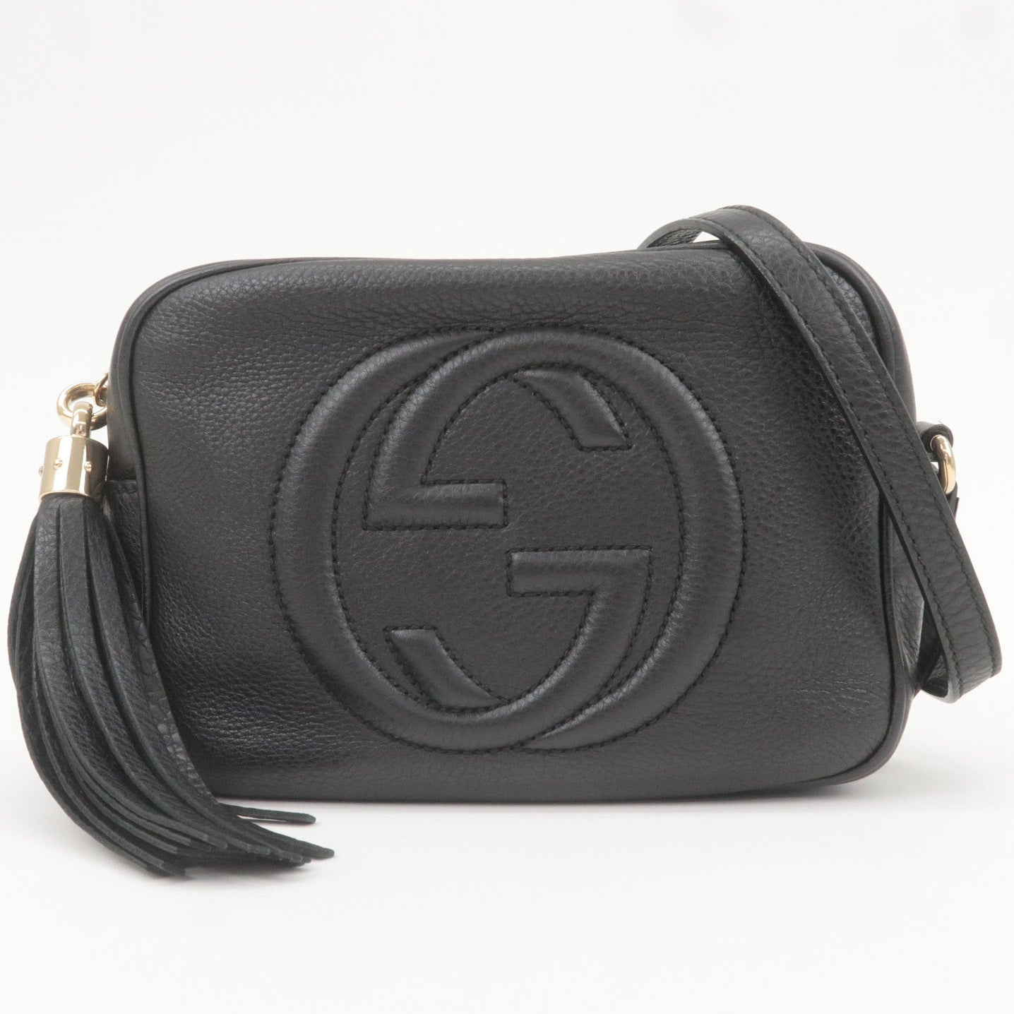 GUCCI SOHO Small Disco Leather Shoulder Bag Black 308364