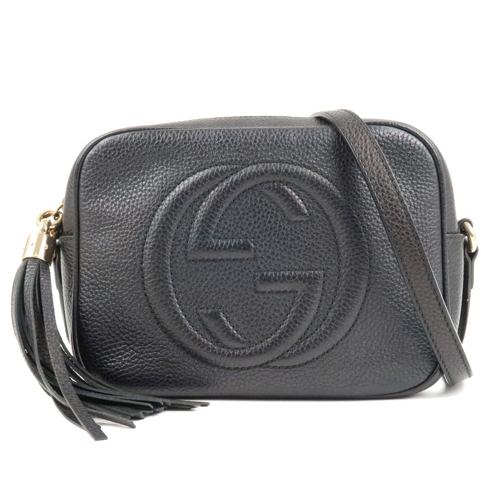 GUCCI SOHO Small Disco Leather Shoulder Bag Black 308364