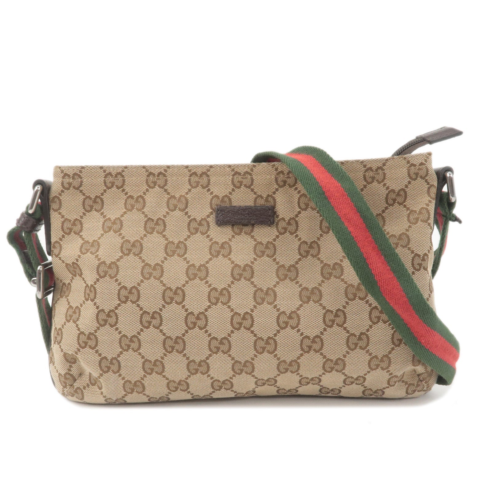 GUCCI Sherry GG Canvas Leather Shoulder Bag Beige Brown 189749