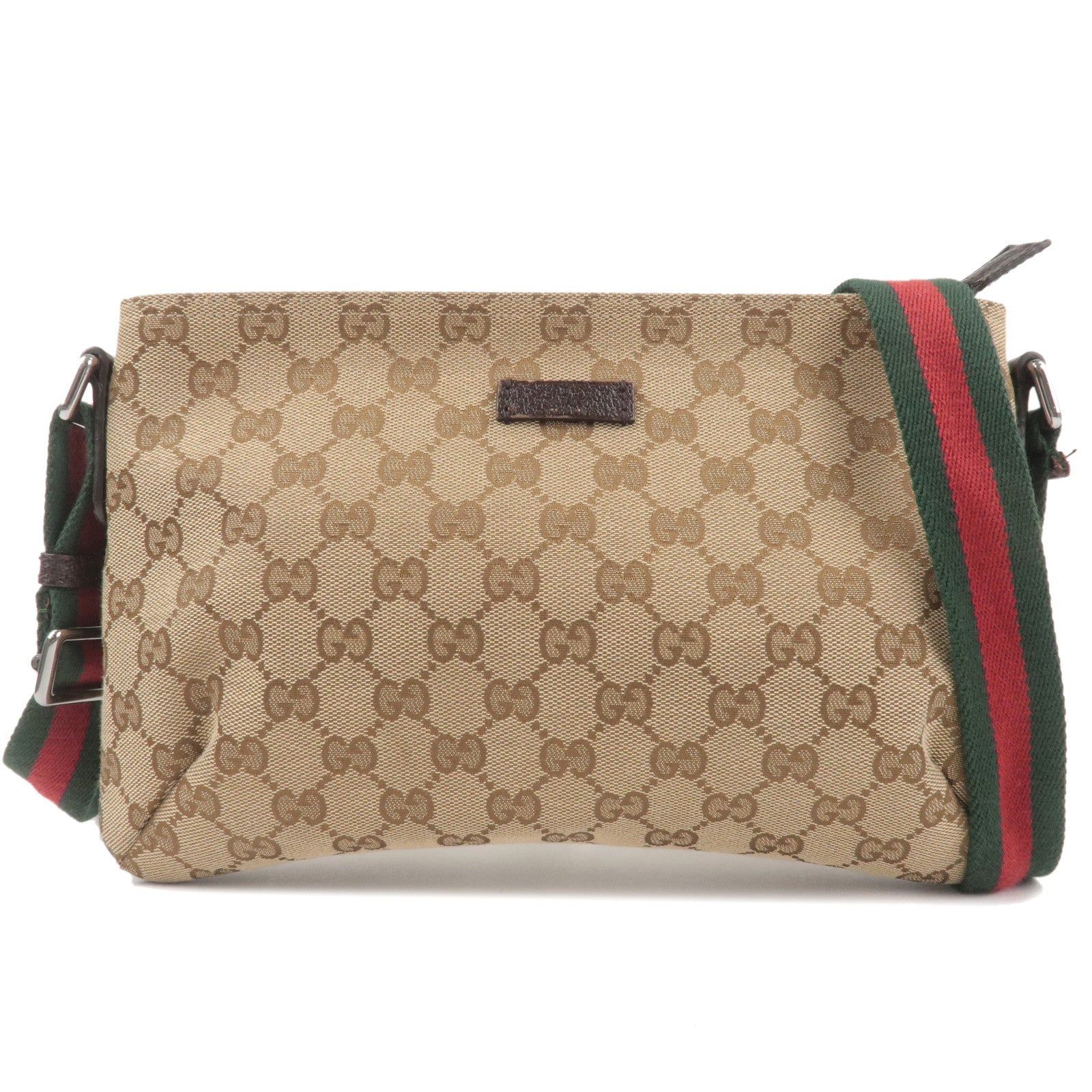 GUCCI Sherry GG Canvas Leather Shoulder Bag Beige Brown 189749