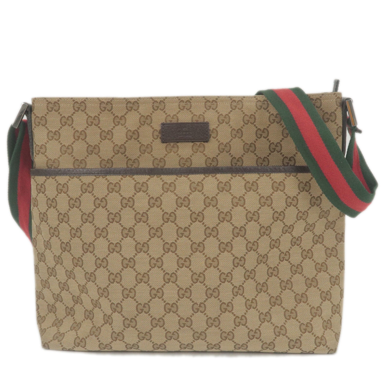 GUCCI Sherry Line GG Canvas Leather Shoulder Bag Beige 189751