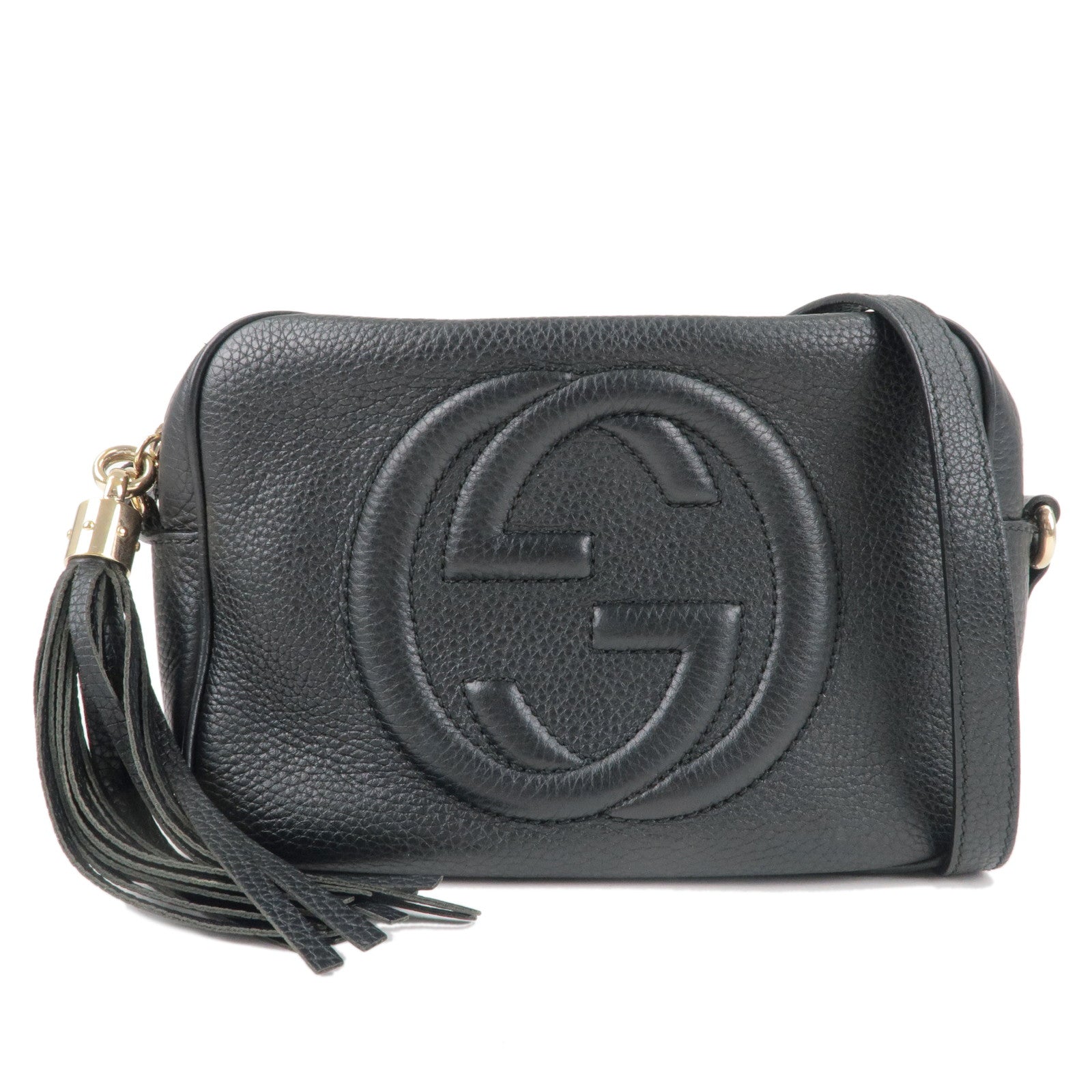 GUCCI SOHO Small Disco Leather Shoulder Bag Black 308364