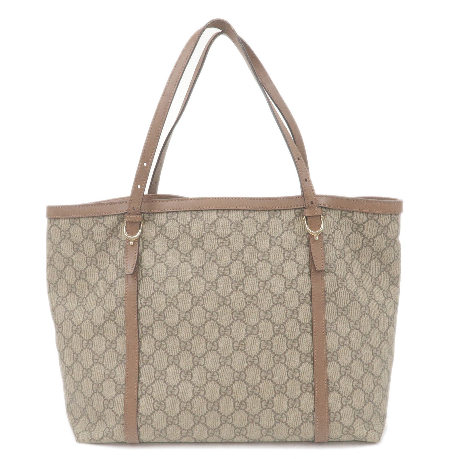 GUCCI GG Supreme Leather Tote Bag Beige Brown 309613