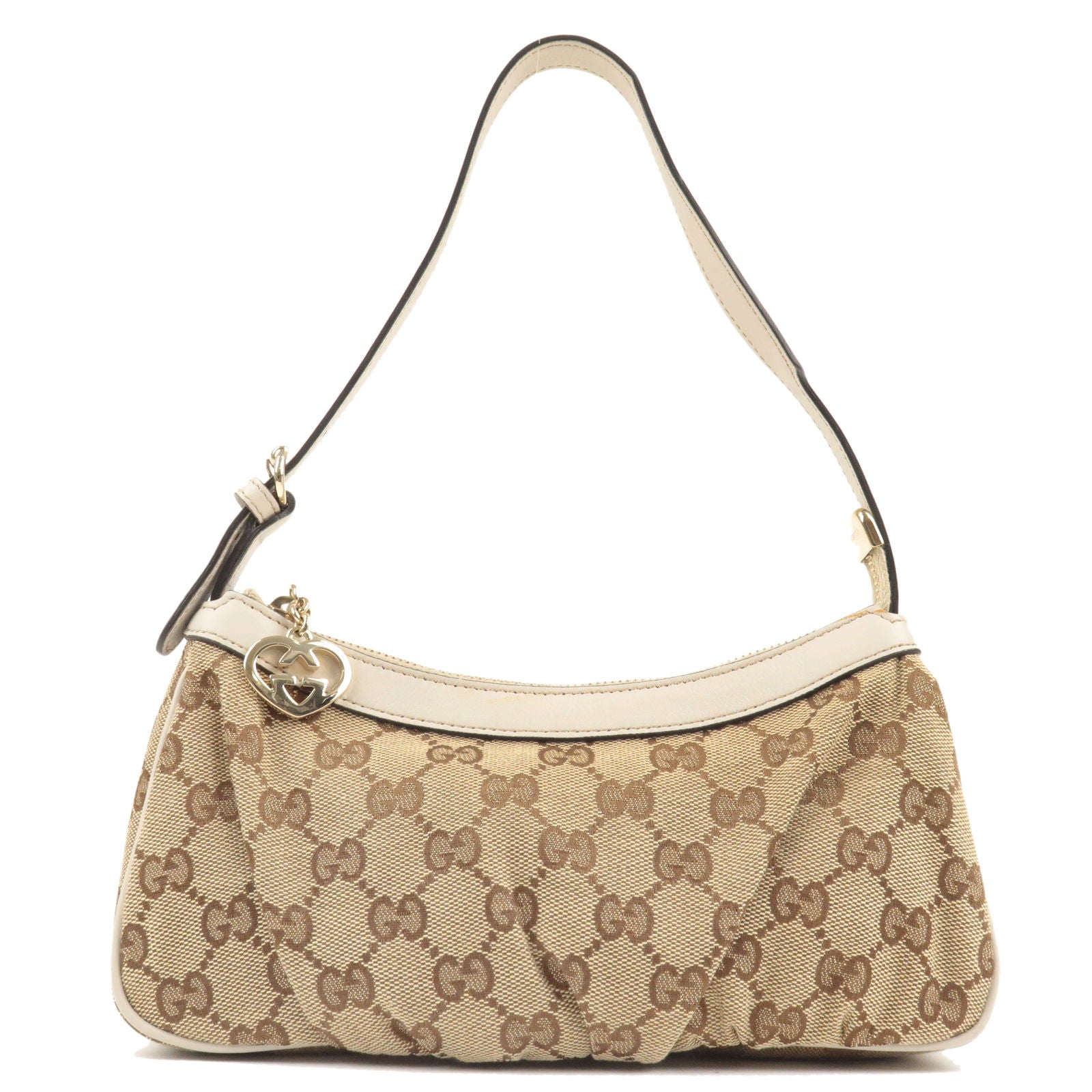 GUCCI Lovely GG Canvas Leather Hand Bag Beige Ivory 245938