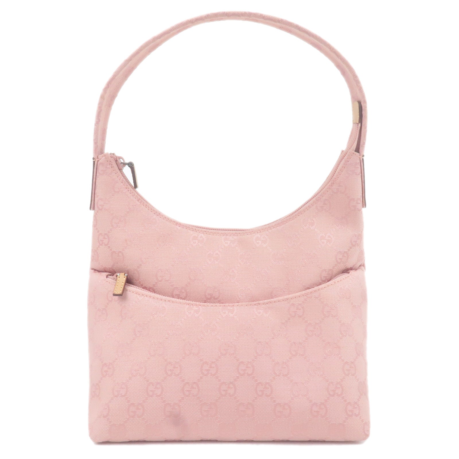 GUCCI GG Canvas Leather Shoulder Bag Pink Beige 001.3386