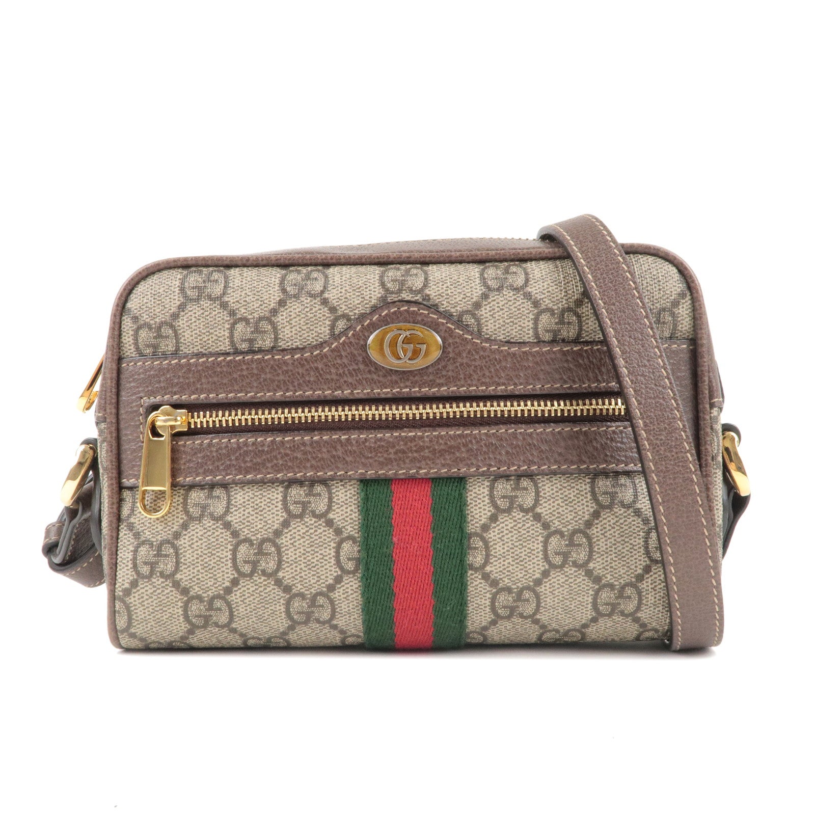 GUCCI Ophidia GG Supreme Leather Shoulder Bag Brown Beige 517350