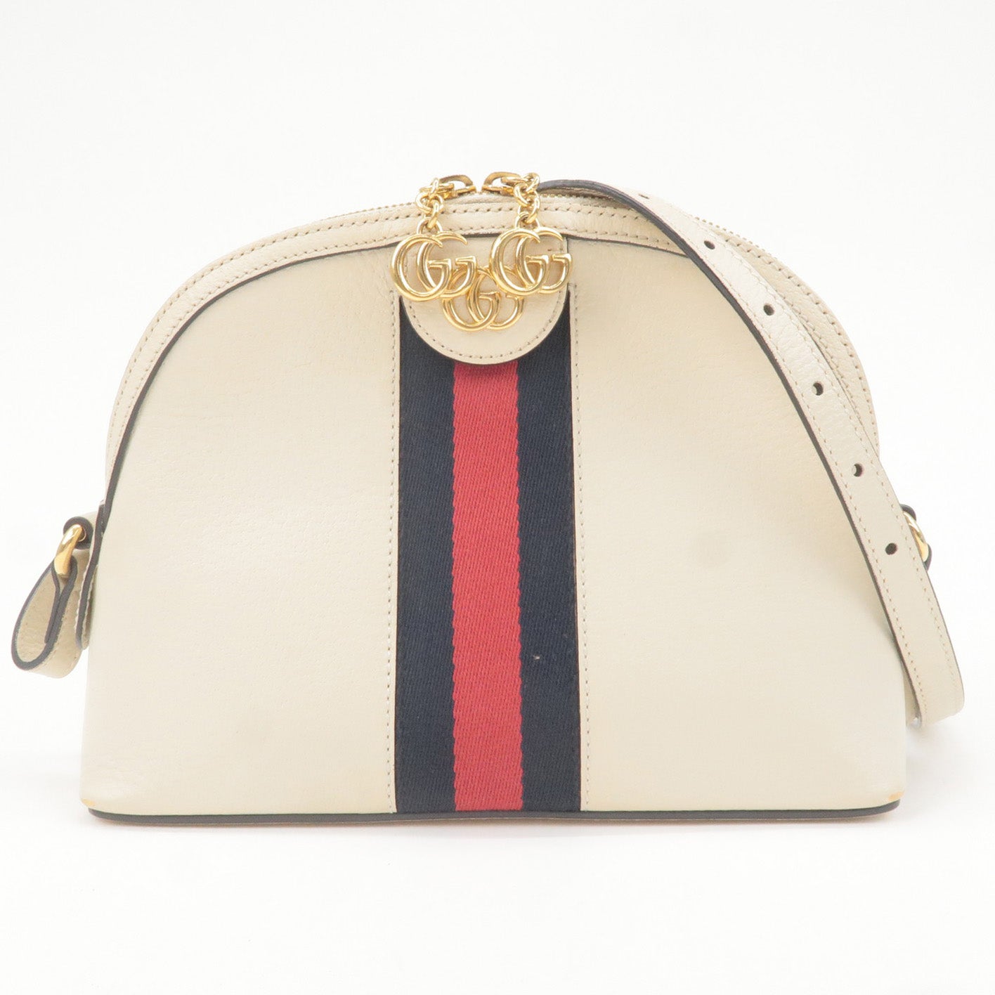 GUCCI Ophidia Leather Shoulder Bag White Ivory 499621