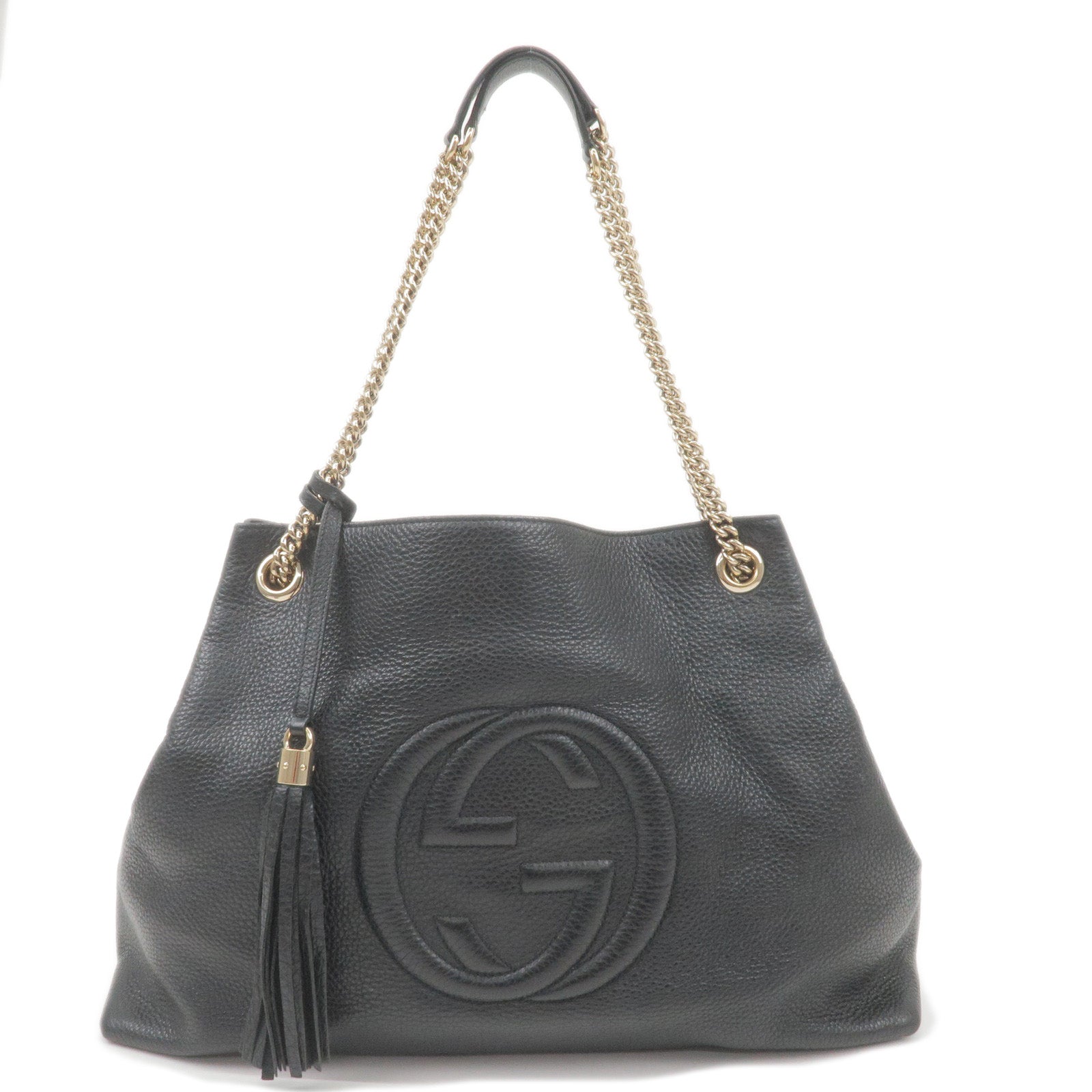 GUCCI SOHO Leather Chain Shoulder Bag Black 310306