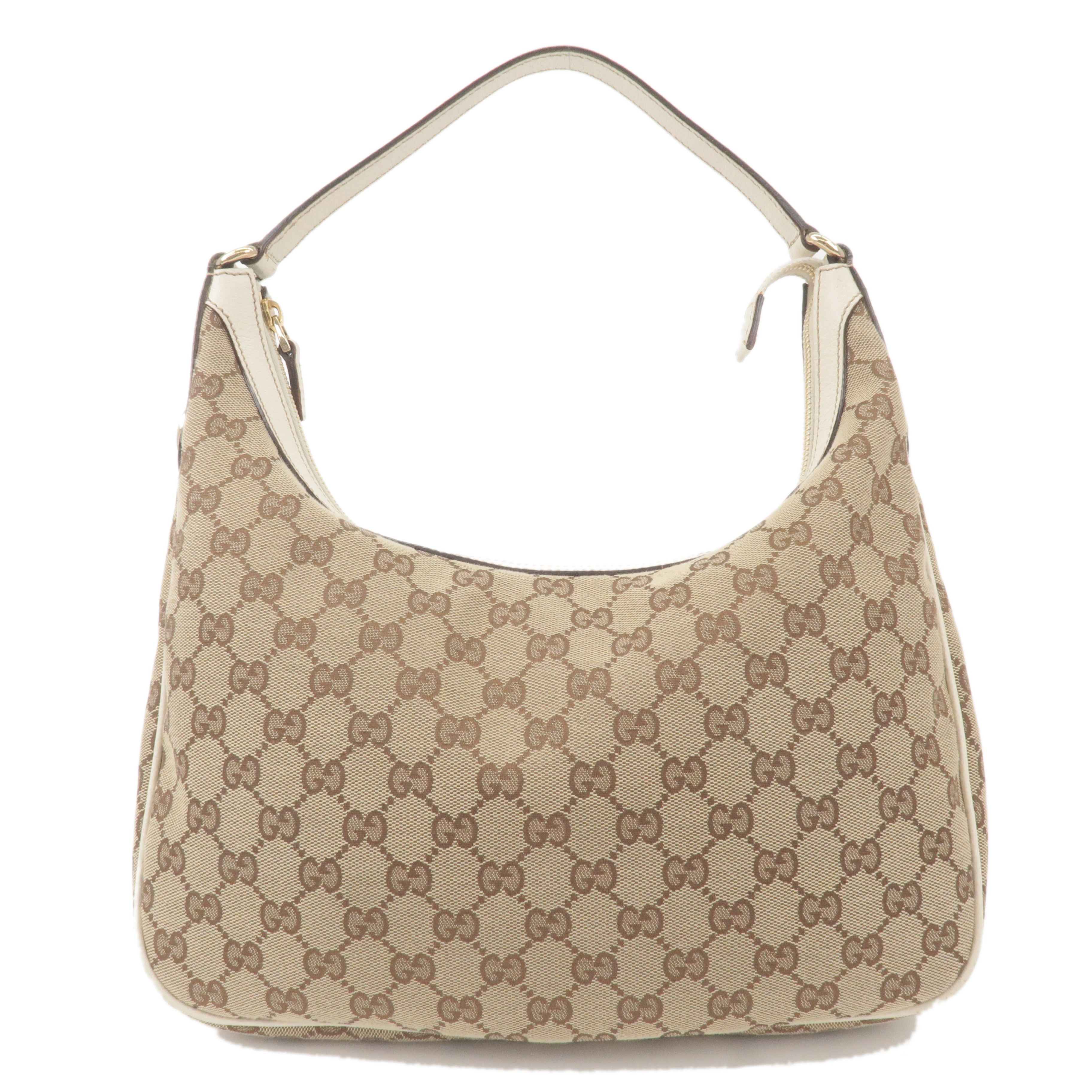 GUCCI GG Canvas Leather Shoulder Bag Hand Bag Beige Ivory 153010