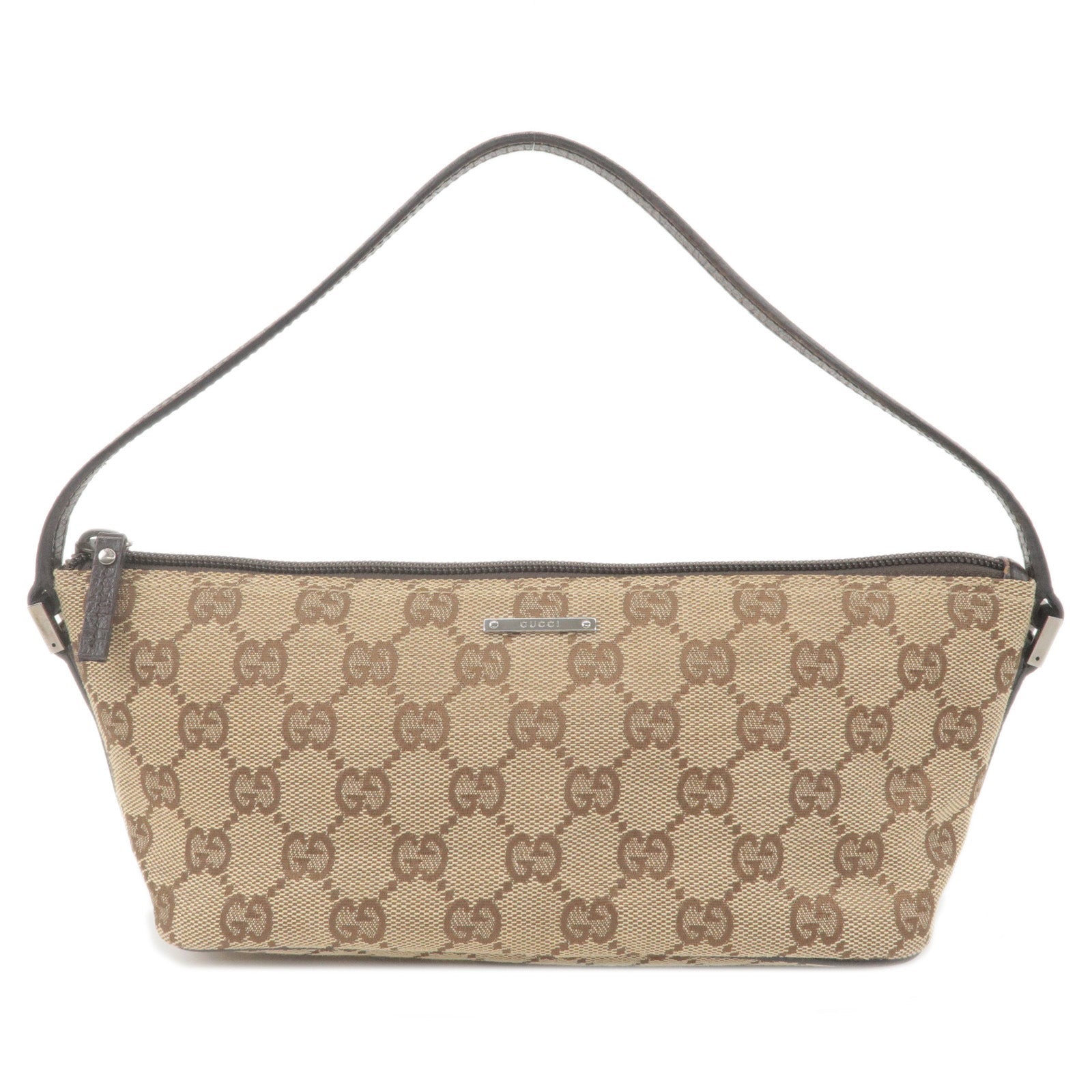 GUCCI Boat Bag GG Canvas Leather Hand Bag Beige 07198