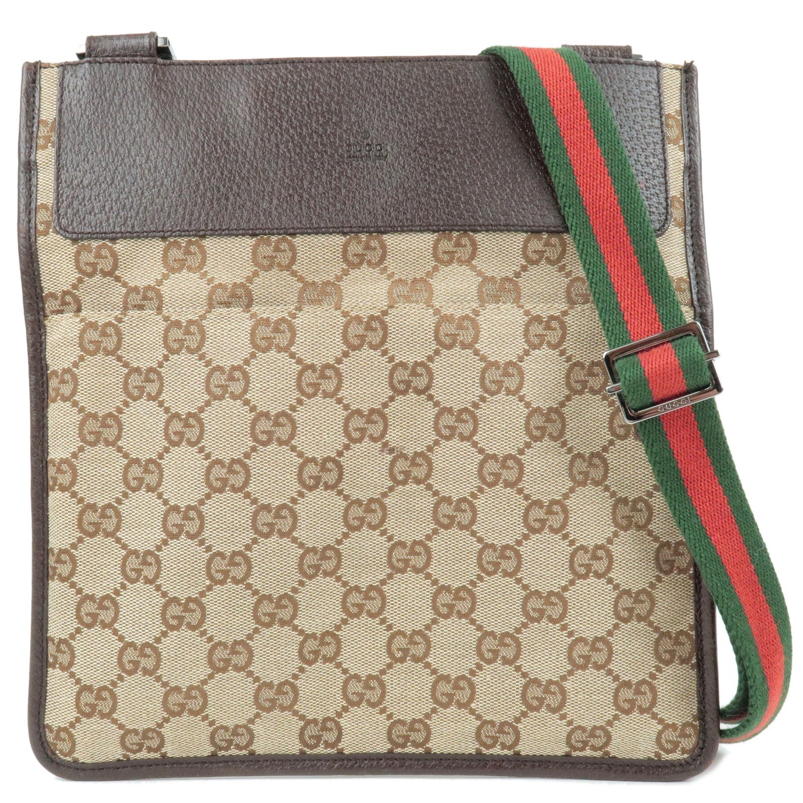 GUCCI Sherry GG Canvas Leather Shoulder Bag Beige Brown 27639